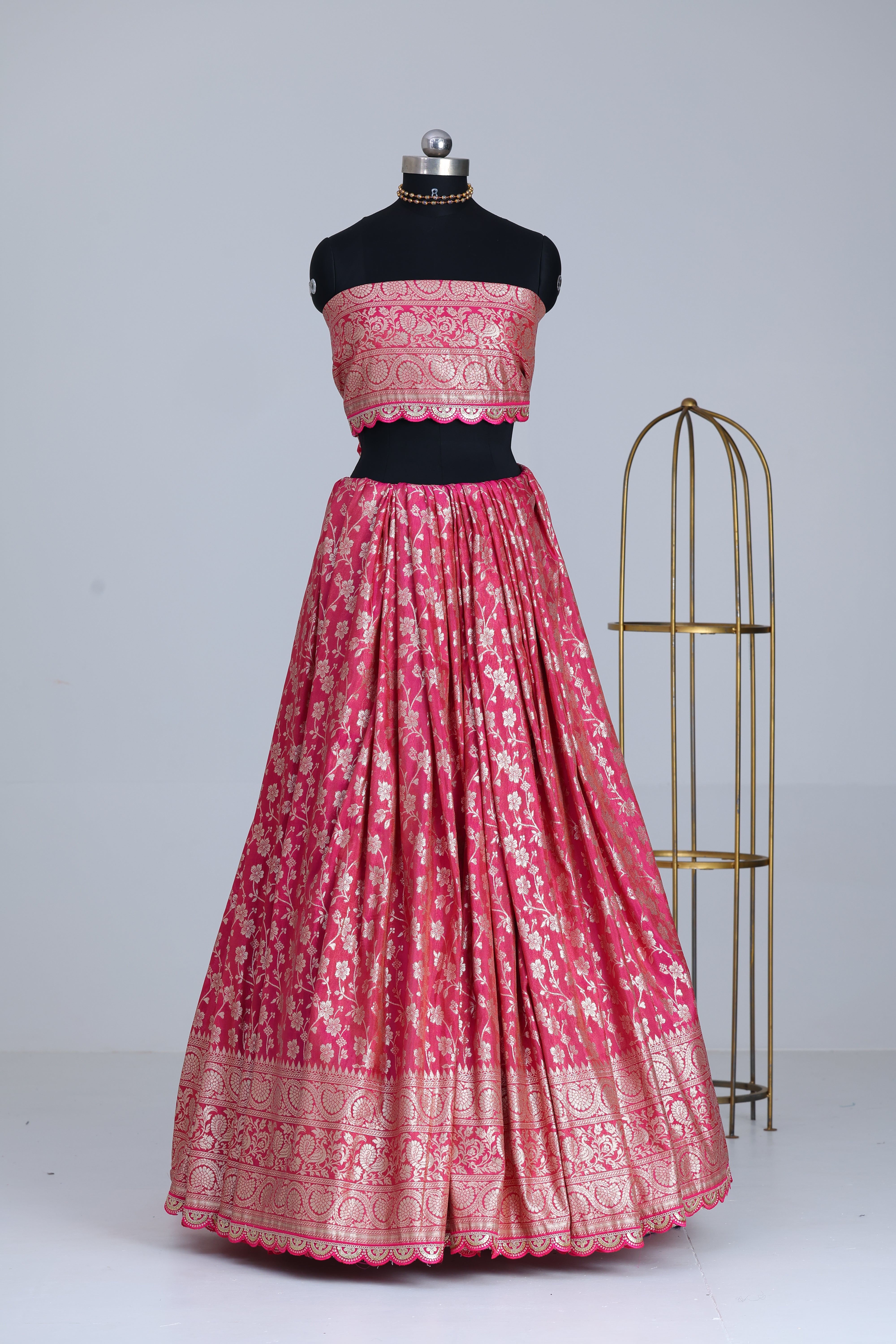 Blush pink Banarasi fabric