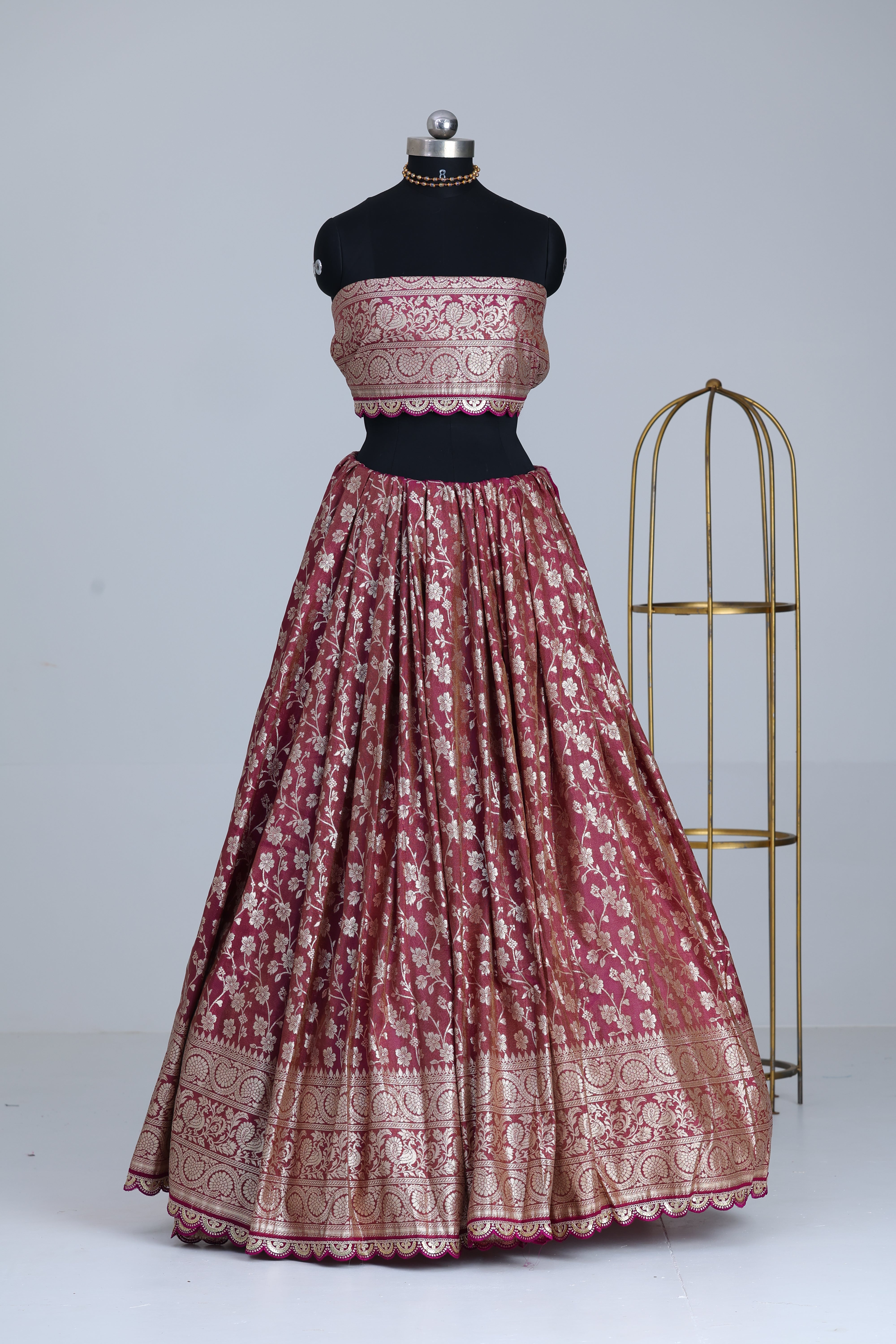 Reddish-purple Banarasi fabric
