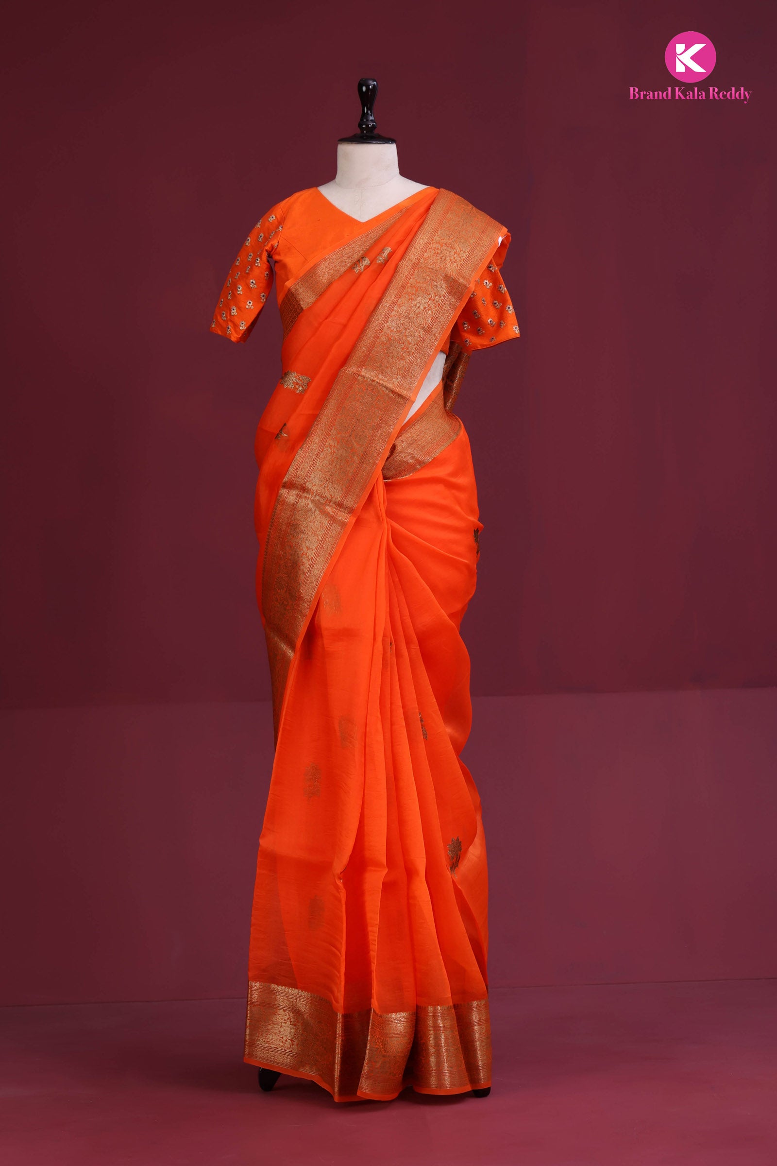 Radiant Flame – Kora Banarasi Silk Elegance