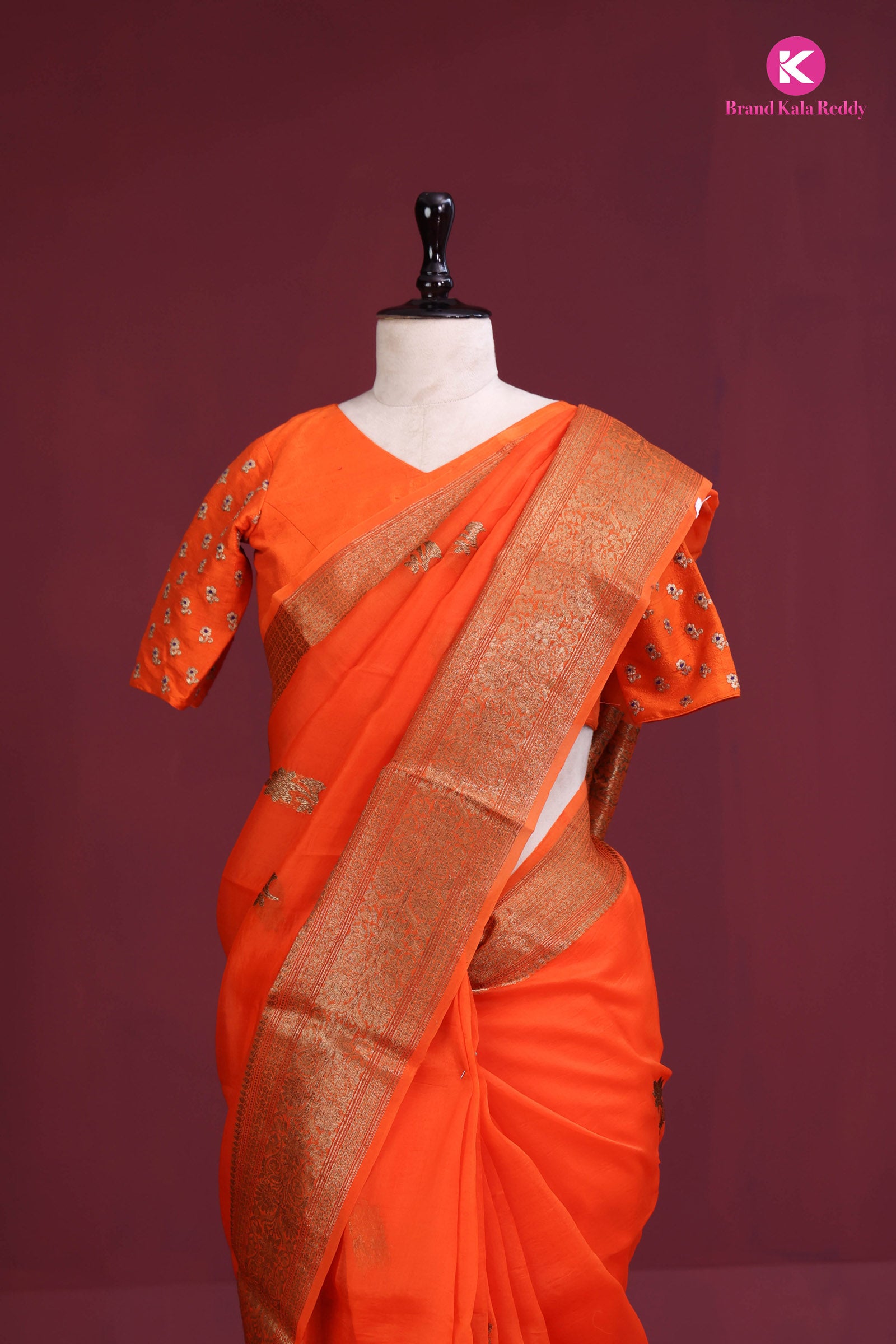 Radiant Flame – Kora Banarasi Silk Elegance
