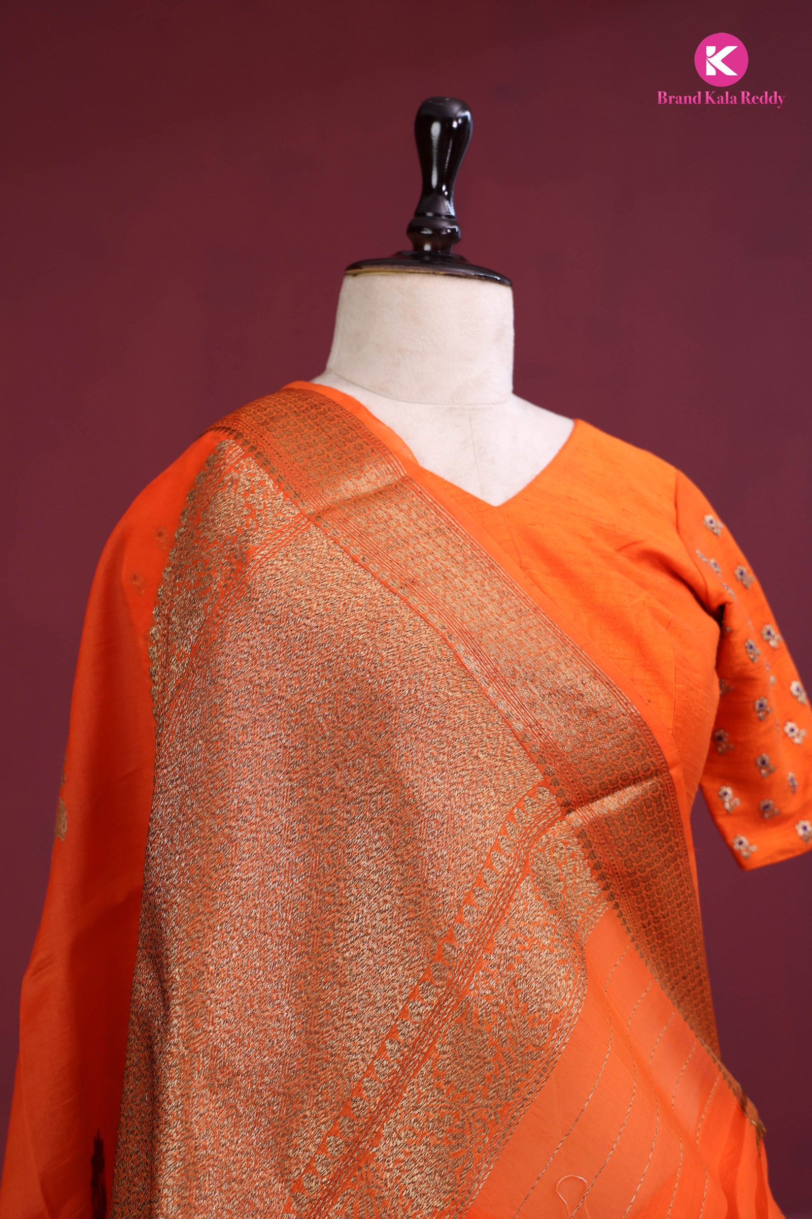 Radiant Flame – Kora Banarasi Silk Elegance