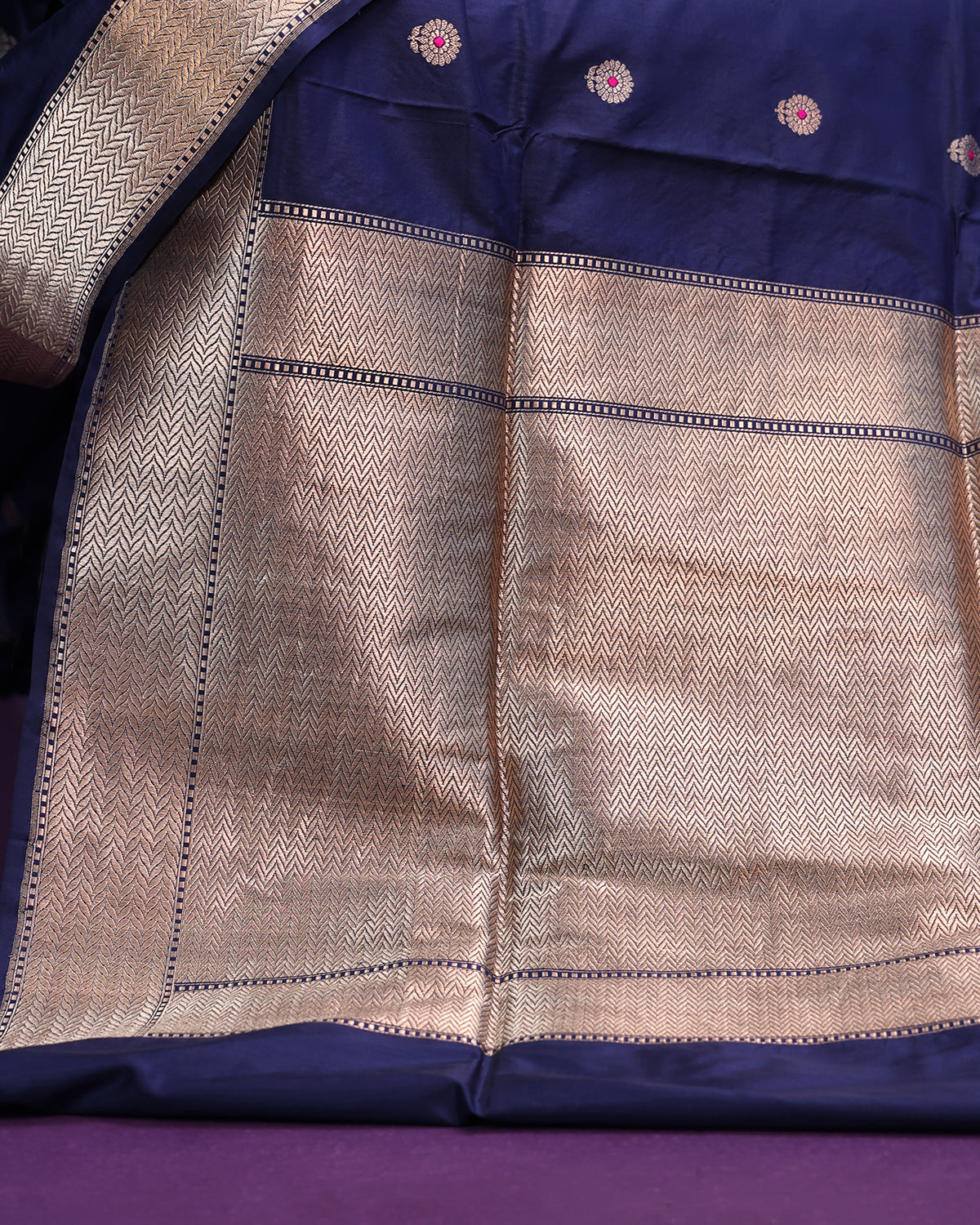 Navy Blue Banarasi Saree