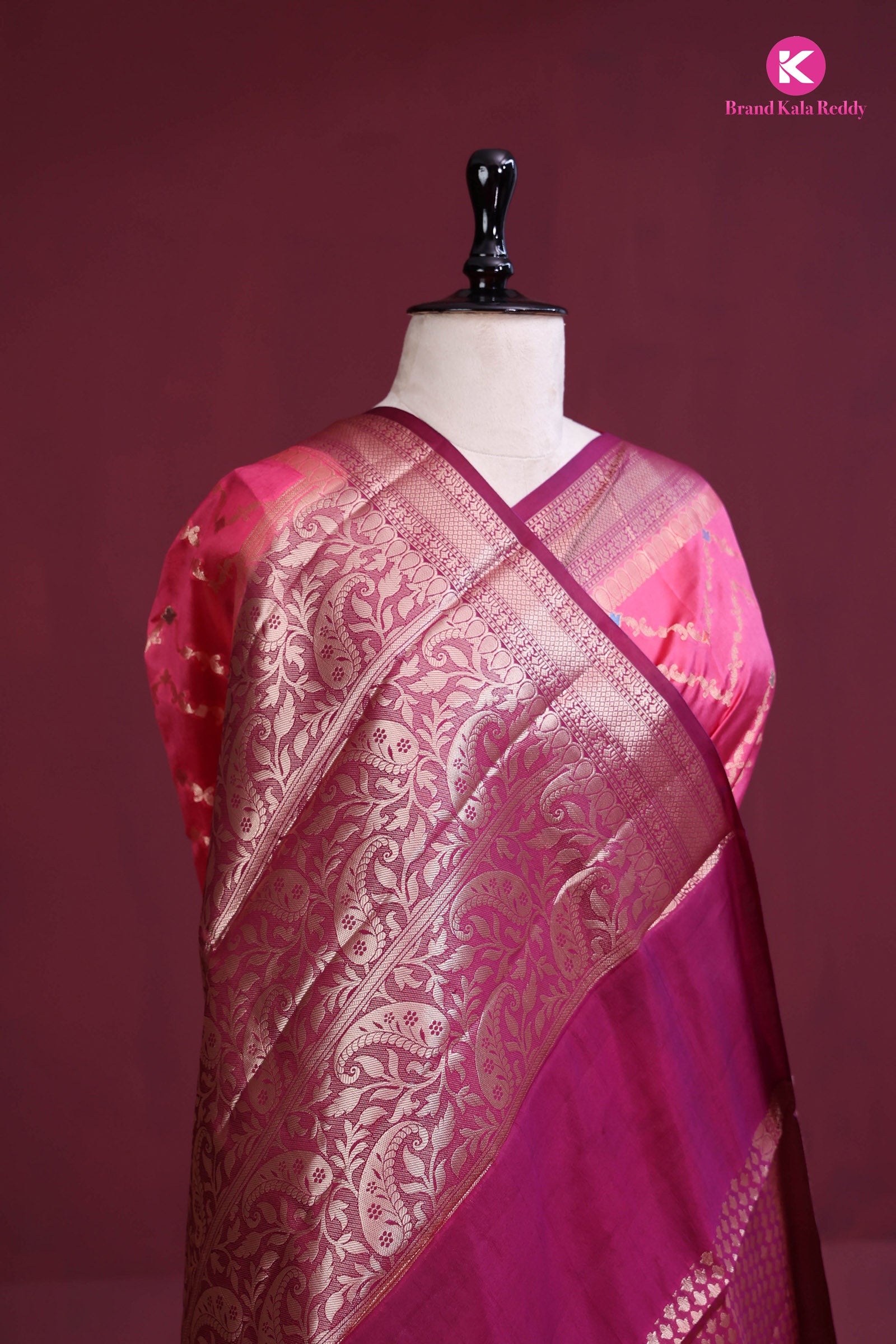 pink zig zag saree
