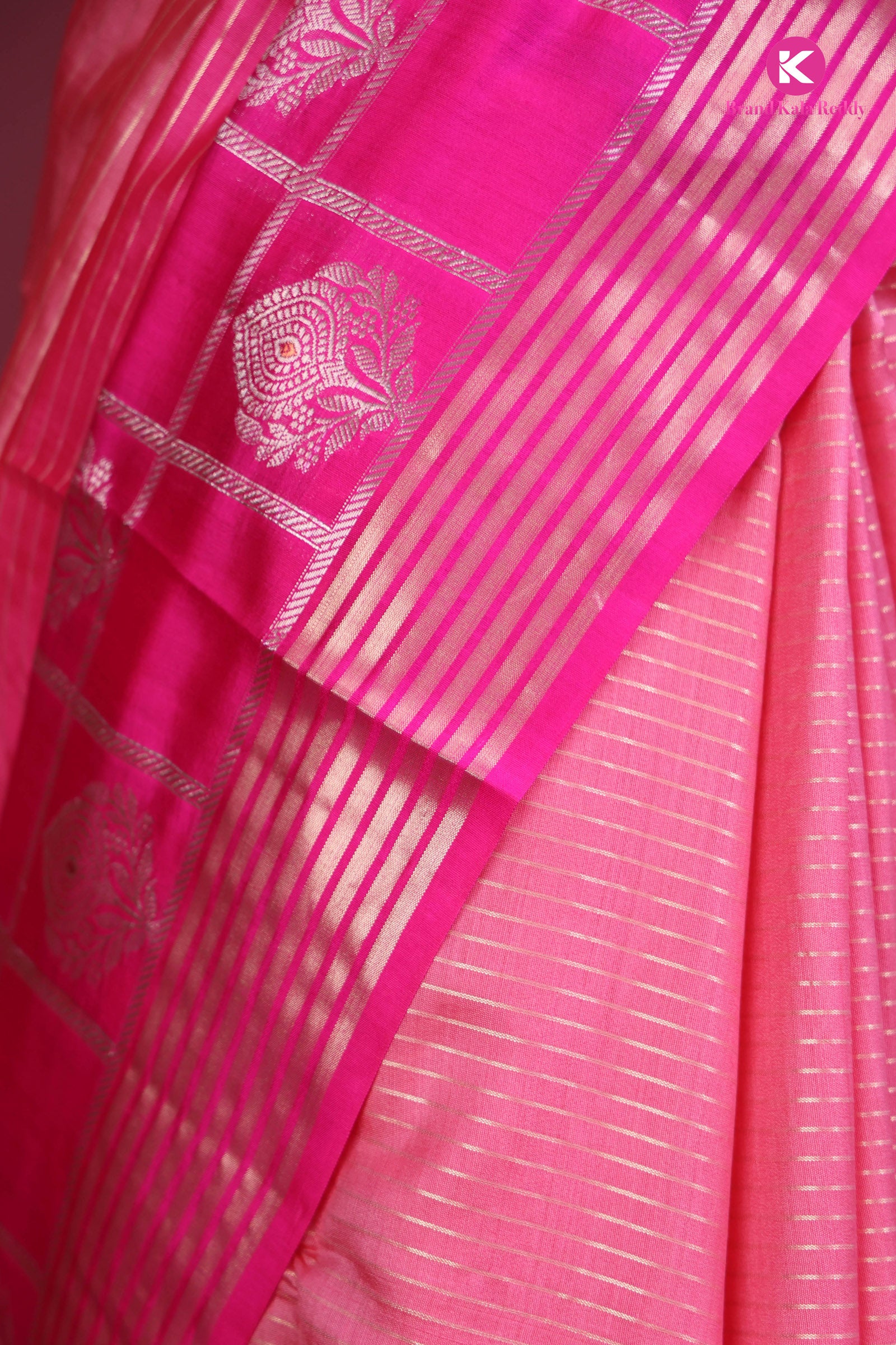 Pink strips saree