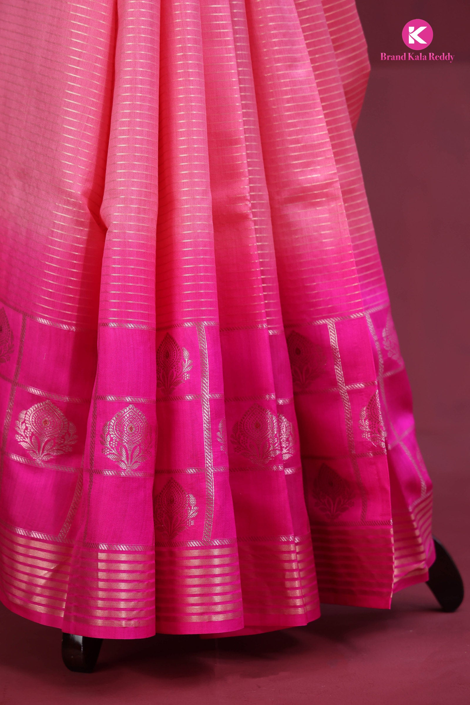 Pink strips saree