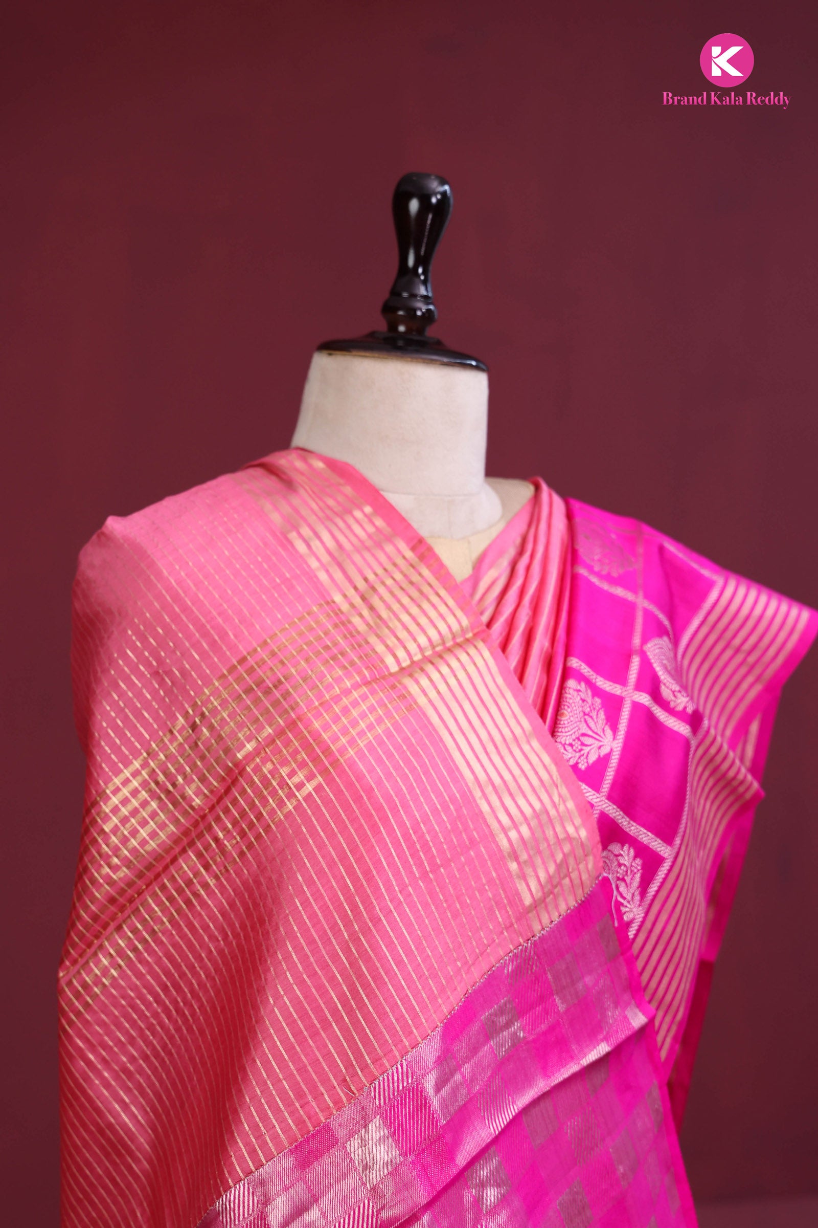 Pink strips saree