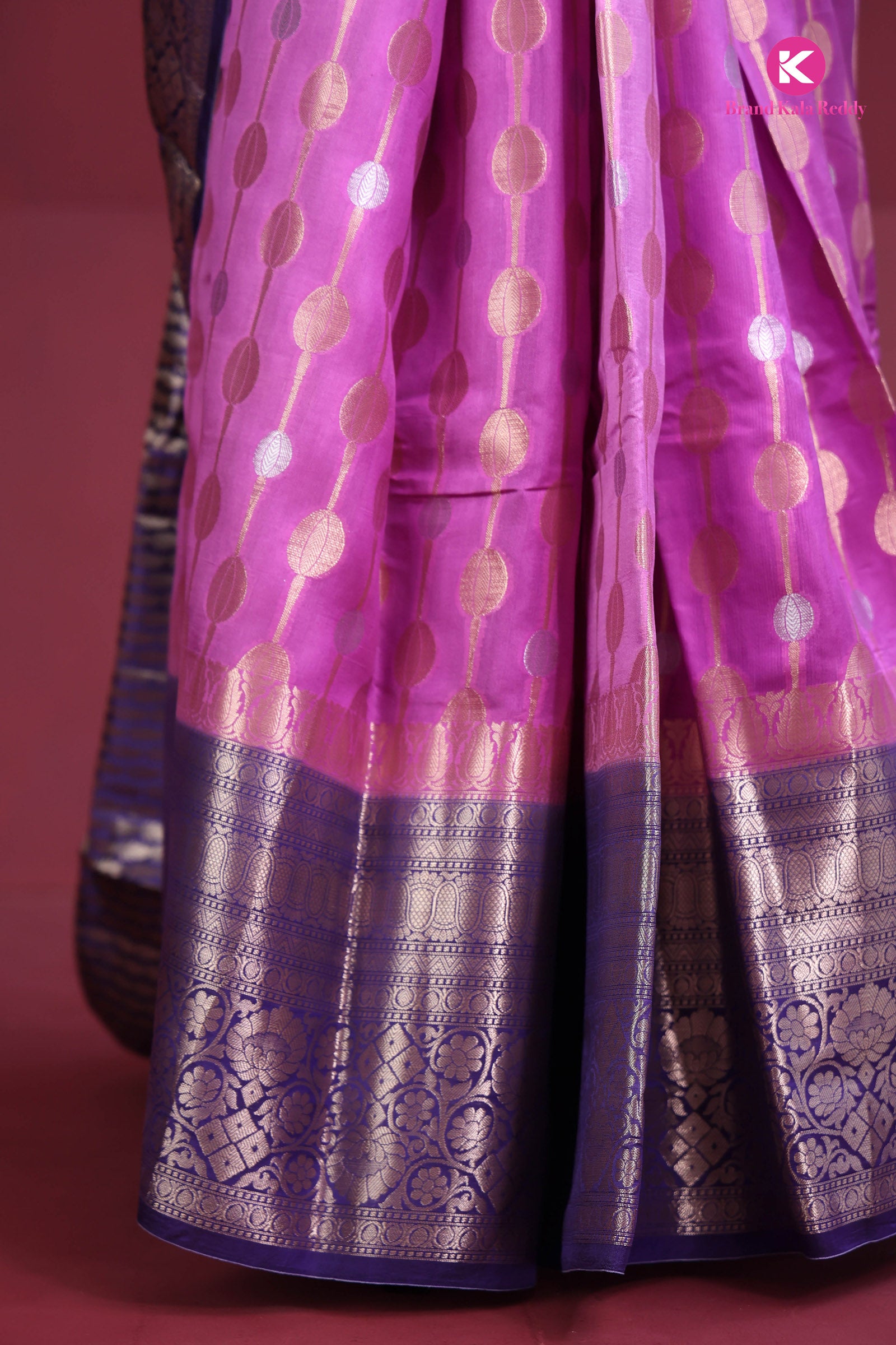 pink and violet silk saree