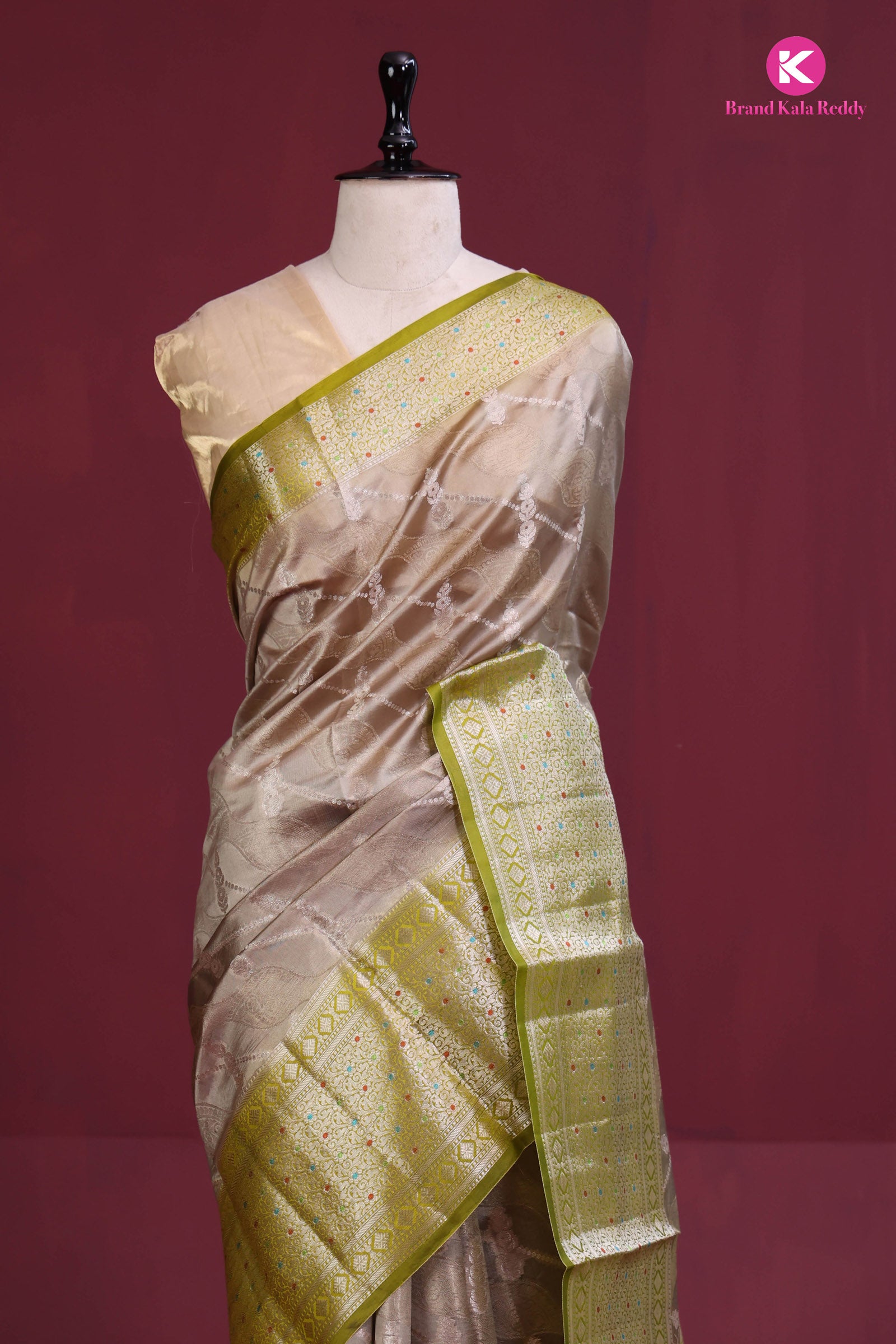mud colour saree with olive border