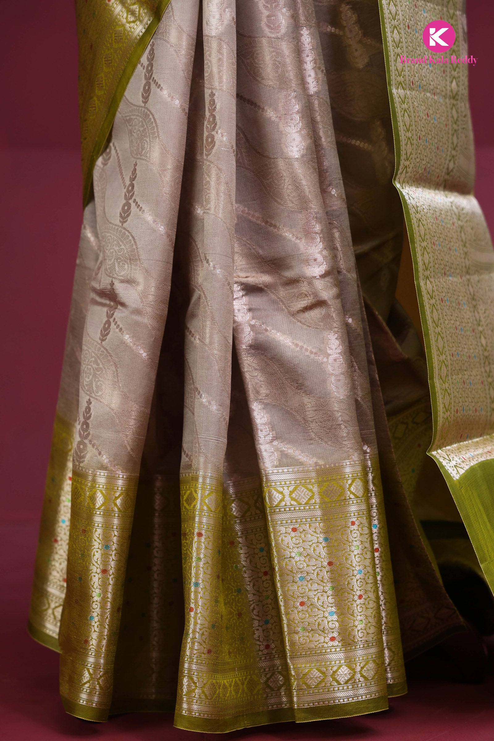 mud colour saree with olive border