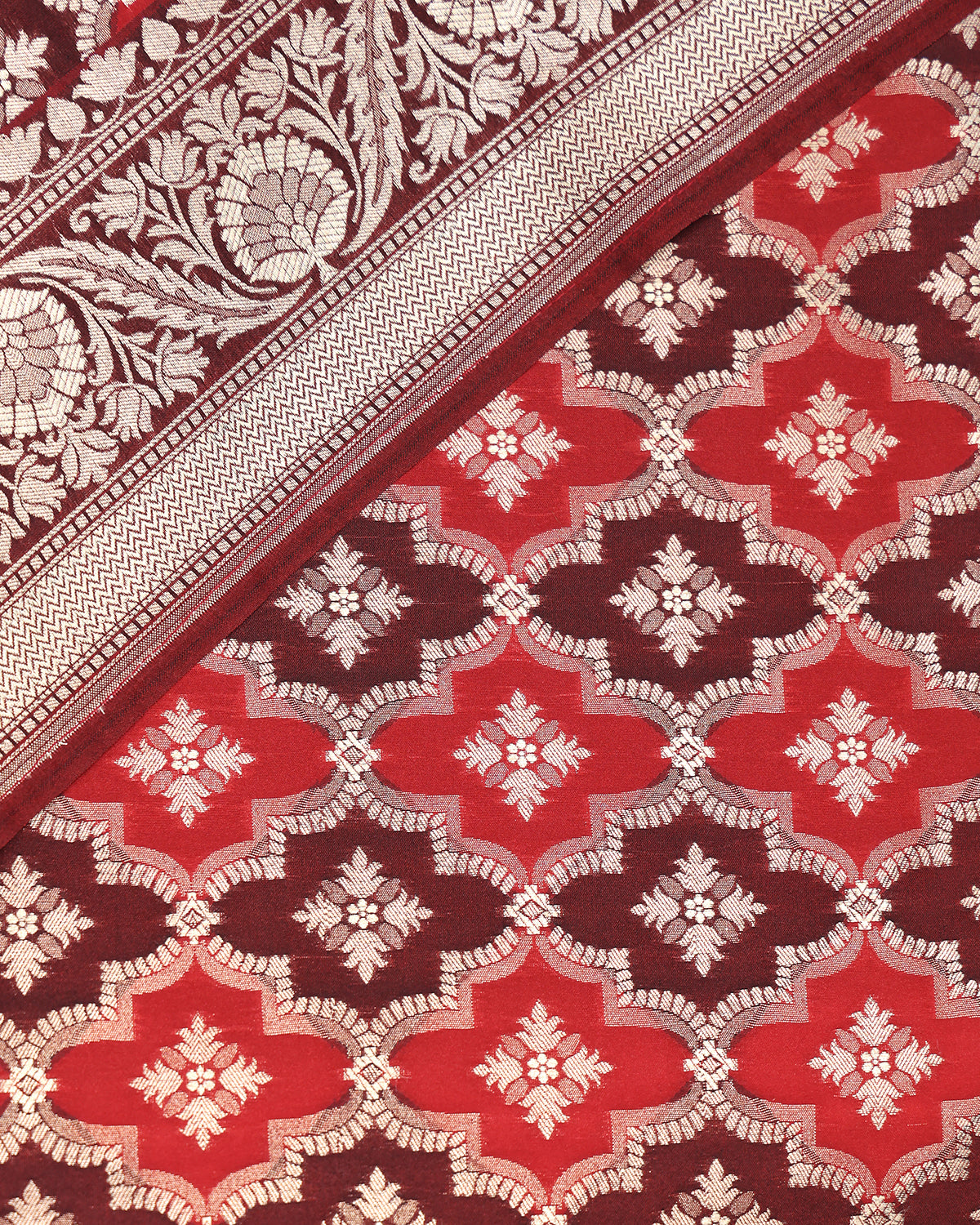 Brick Red and Brown Banarasi Saree