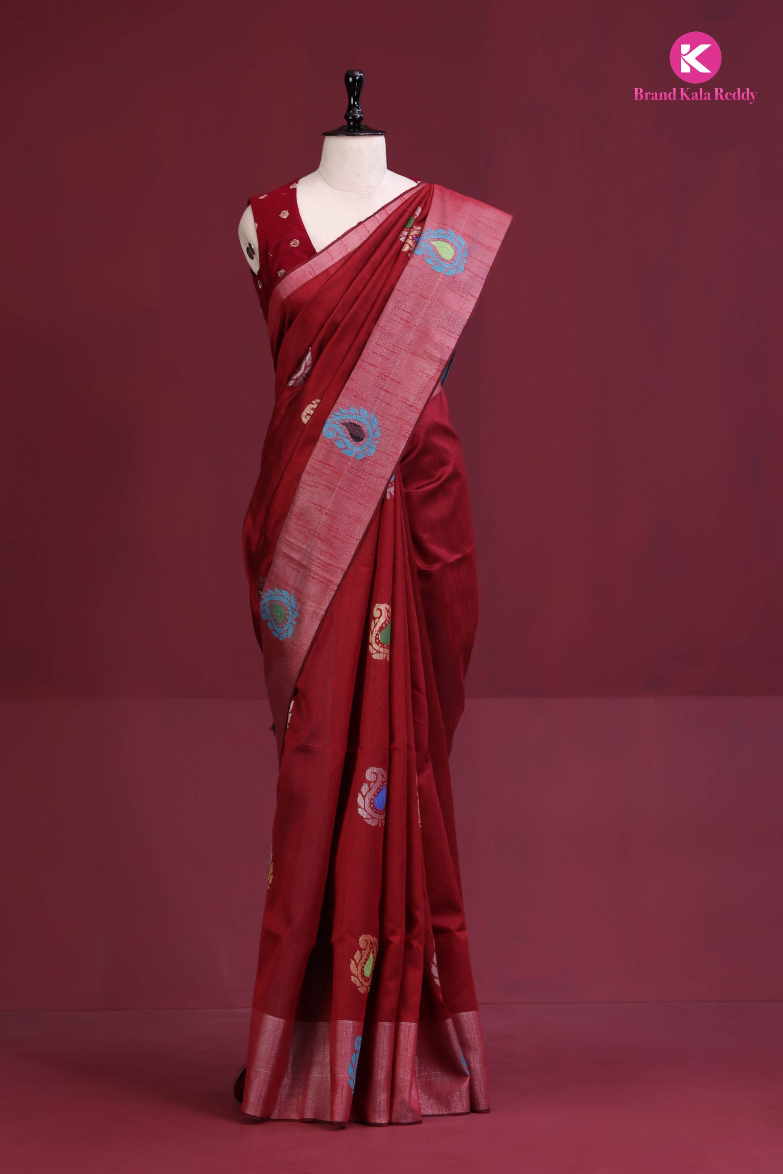 Garnet Grace Moonga Tussar Silk Saree