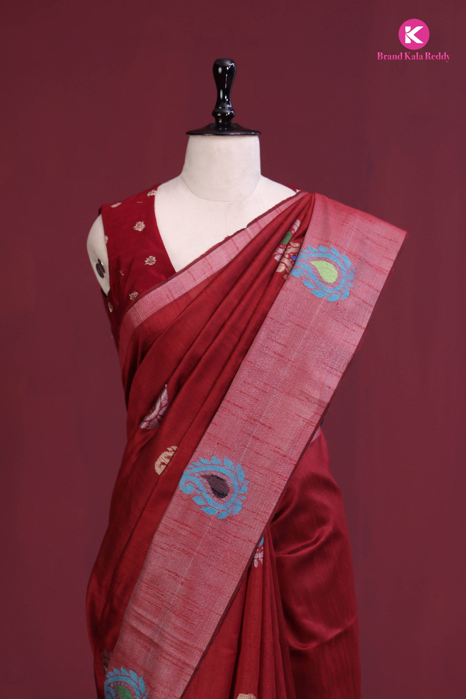 Garnet Grace Moonga Tussar Silk Saree
