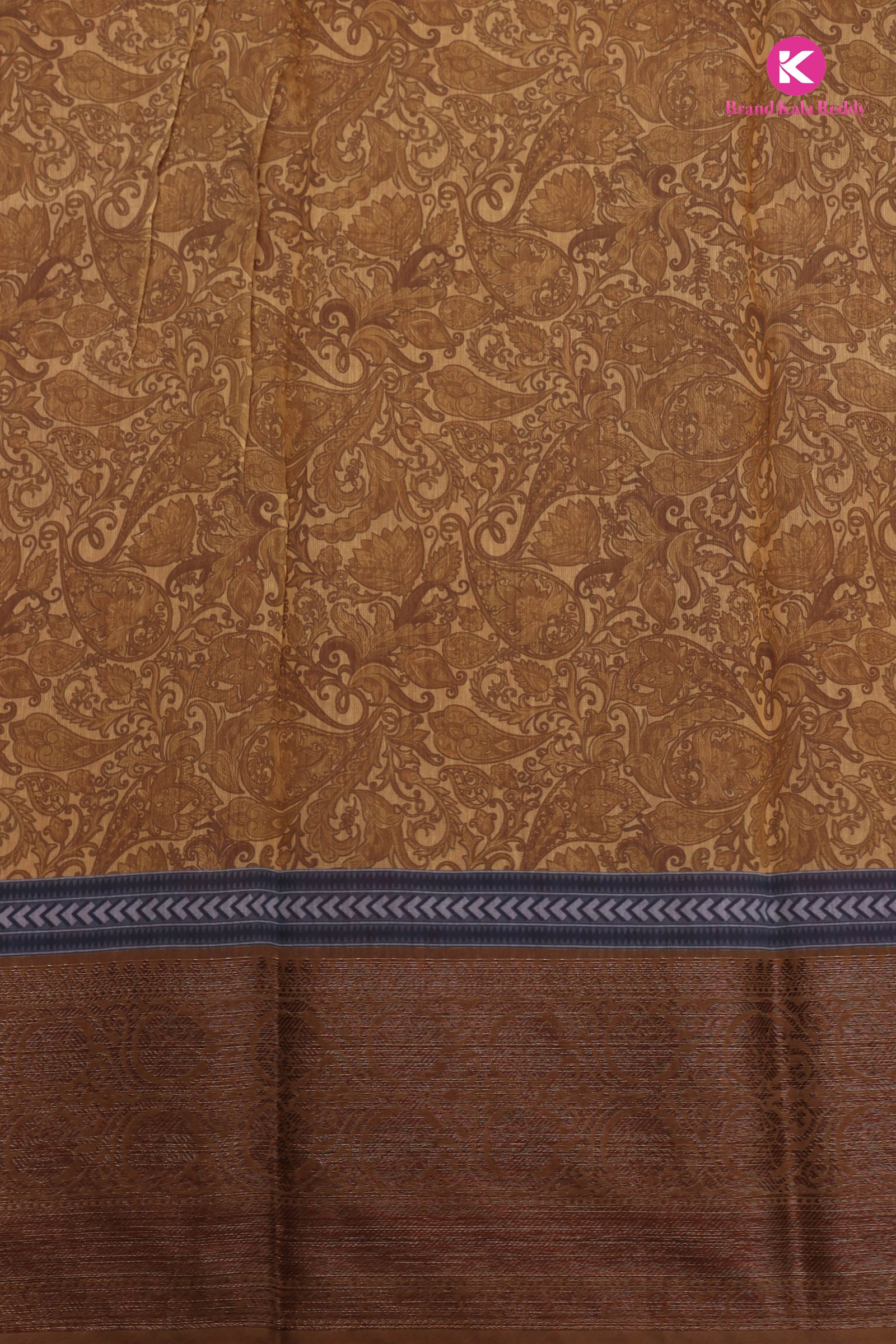 brown printed silk saree