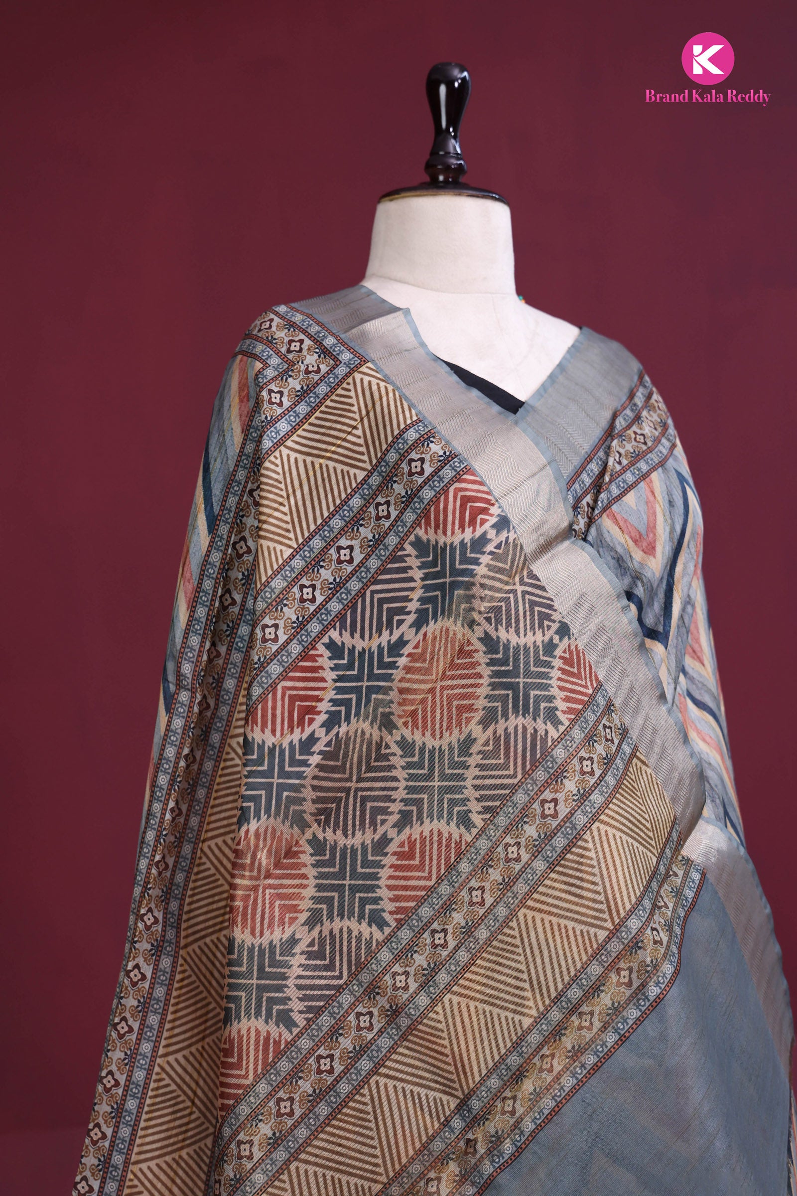 Bold Soul in Silken Hues – Chevron Printed Silk Saree