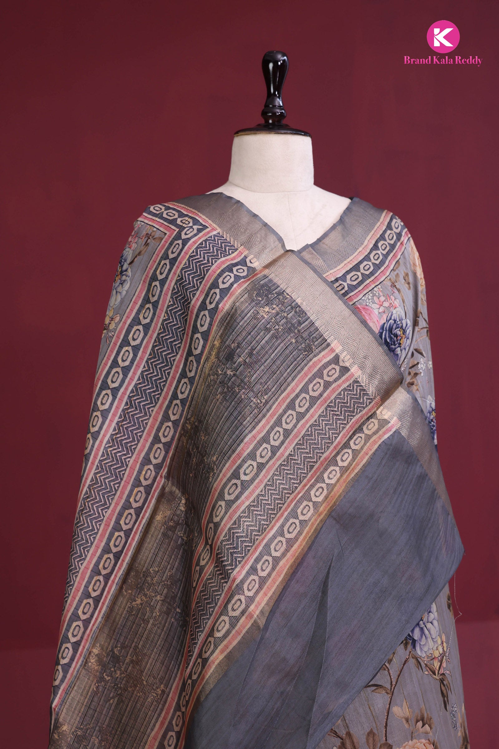Floral Fantasy: Contemporary Printed Silk Saree