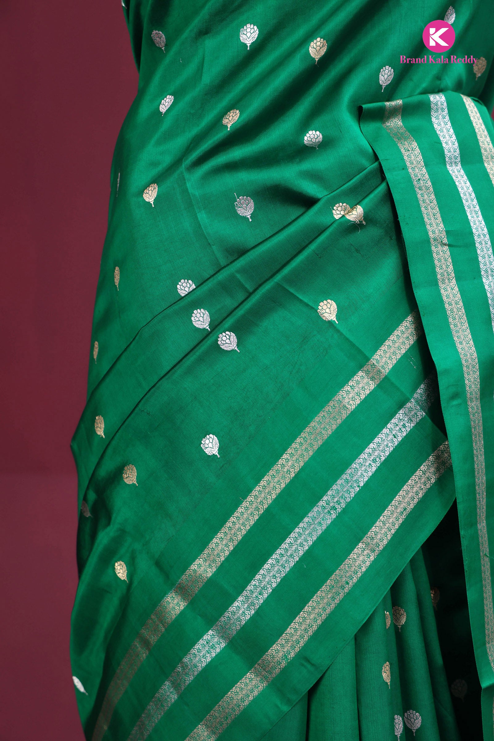 Royal Greens: Chiniya Banarasi Silk Saree with Woven Butti