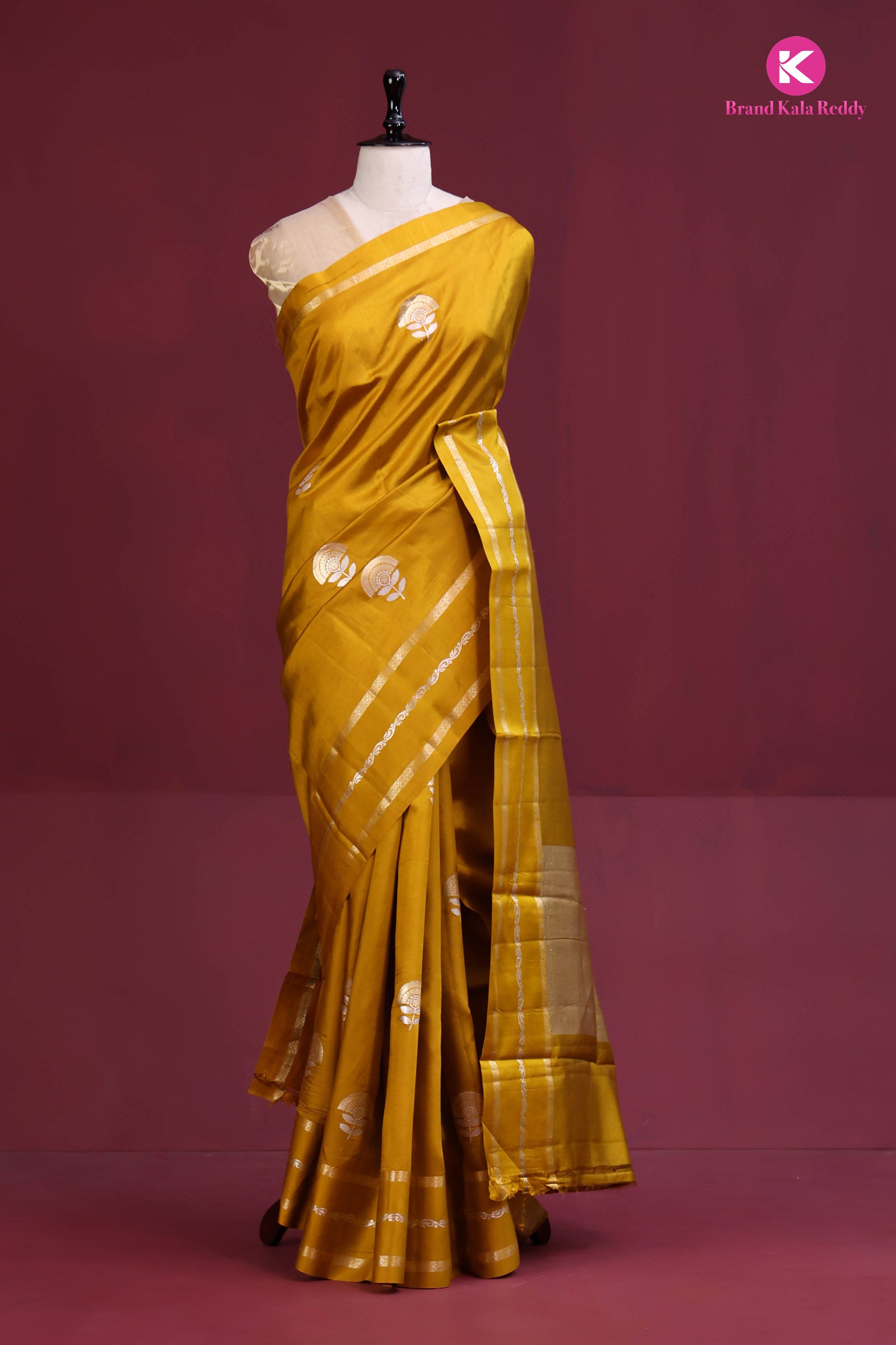 A Mustard Yellow Chiniya Banarasi Silk Saree