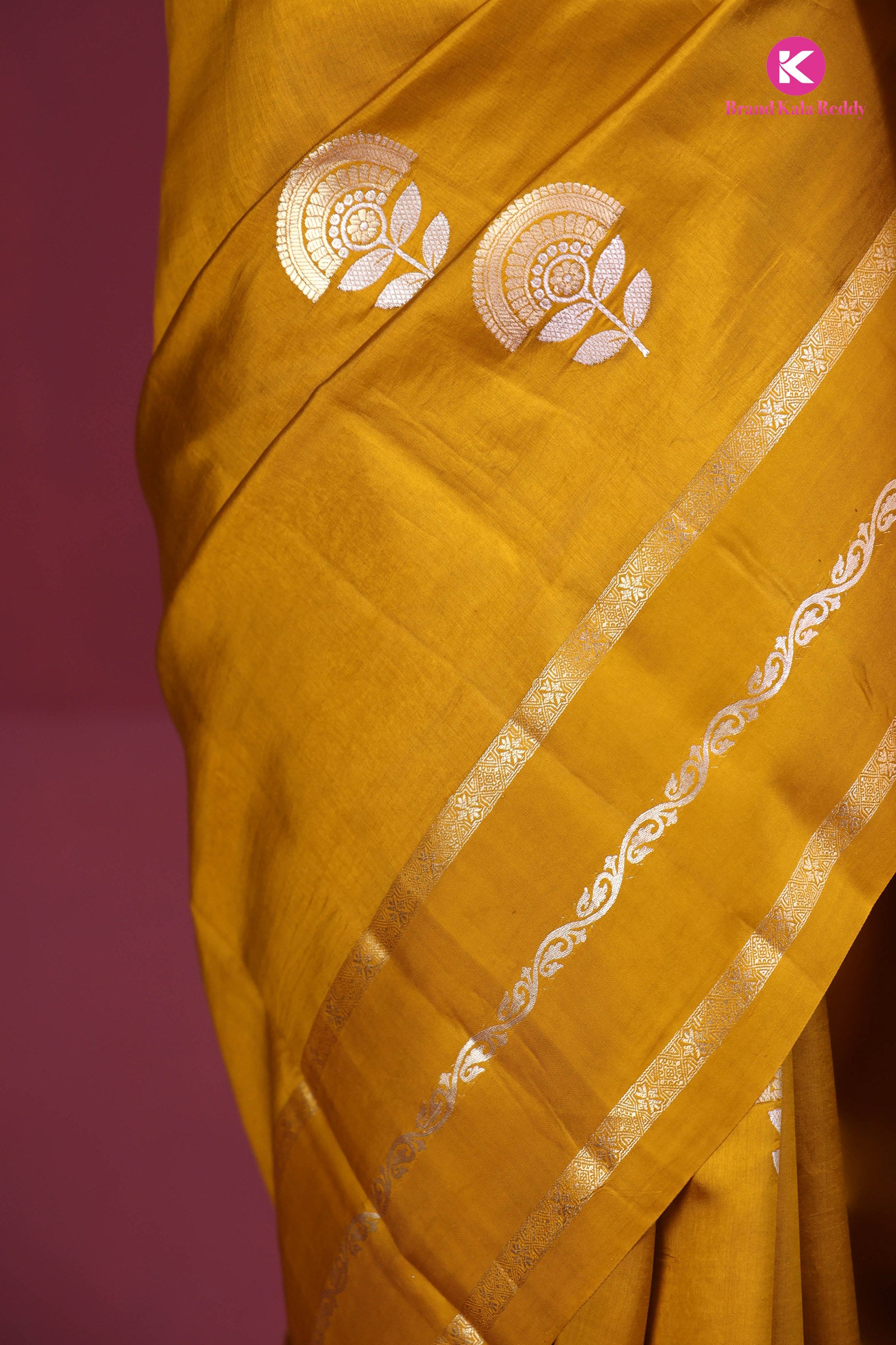 A Mustard Yellow Chiniya Banarasi Silk Saree