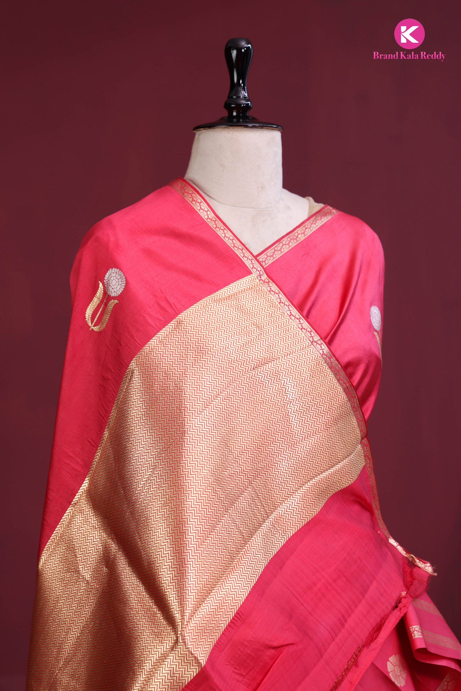 "Rose Radiance – Chiniya Banarasi Silk Saree