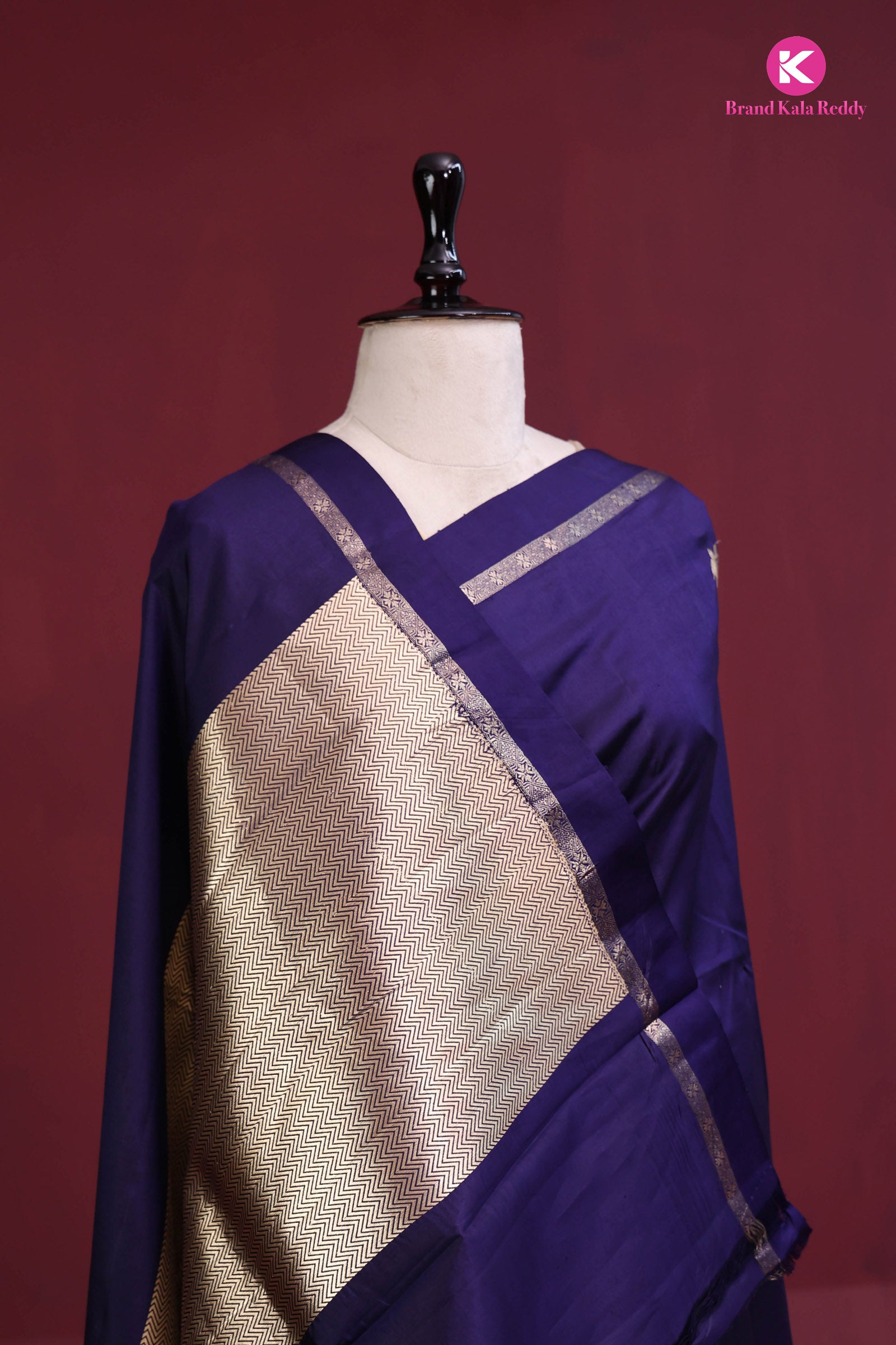 Royal Sapphire: Zari Butti Chiniya Banarasi Silk Saree