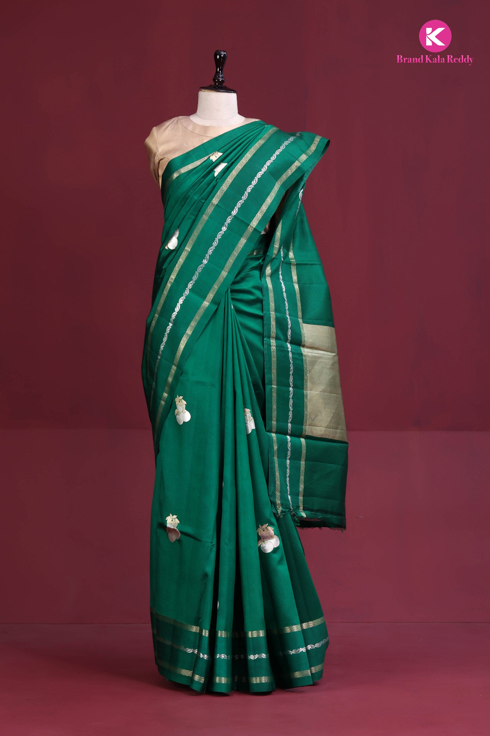 A Bottle Green Banarasi Silk Saree