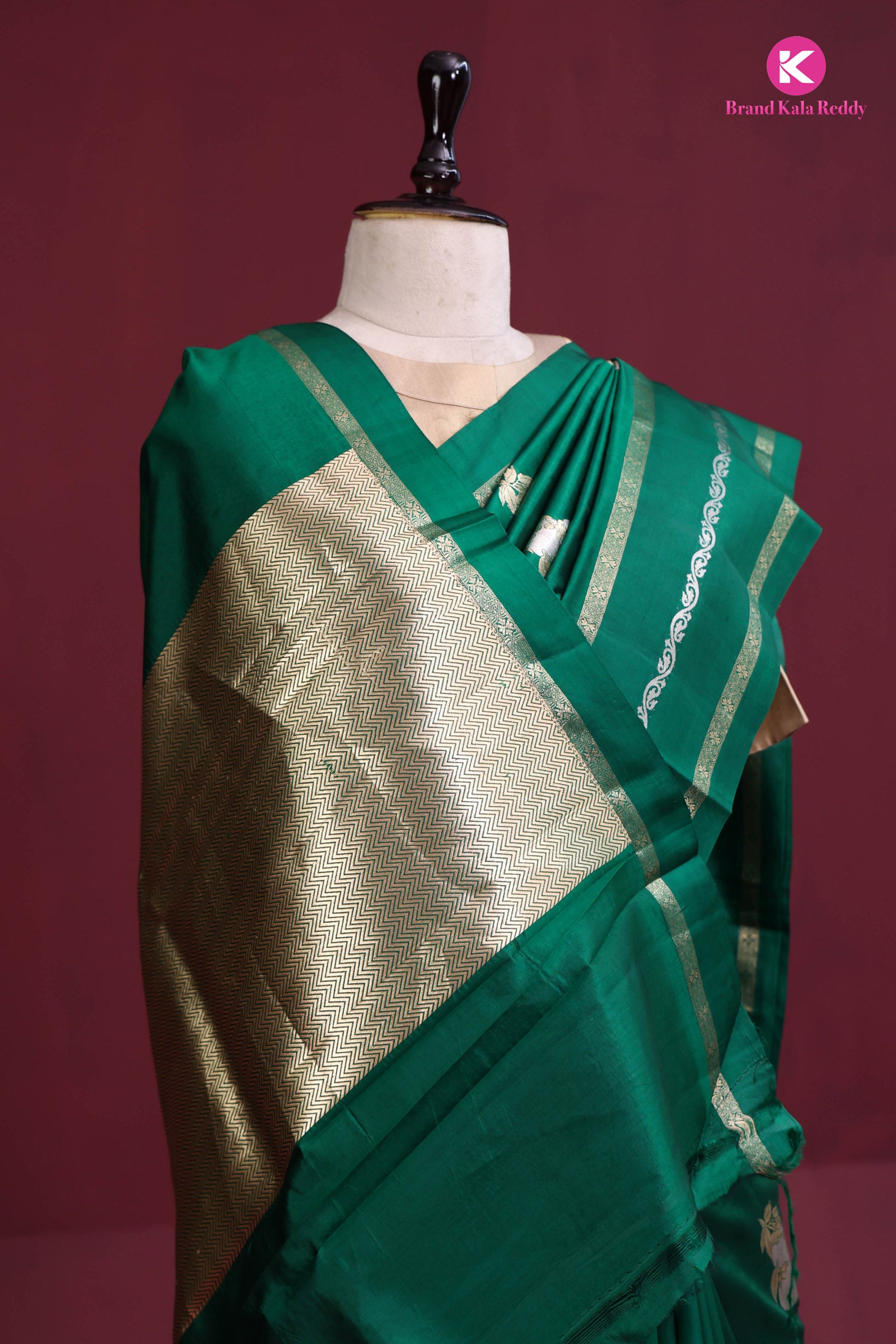 A Bottle Green Banarasi Silk Saree