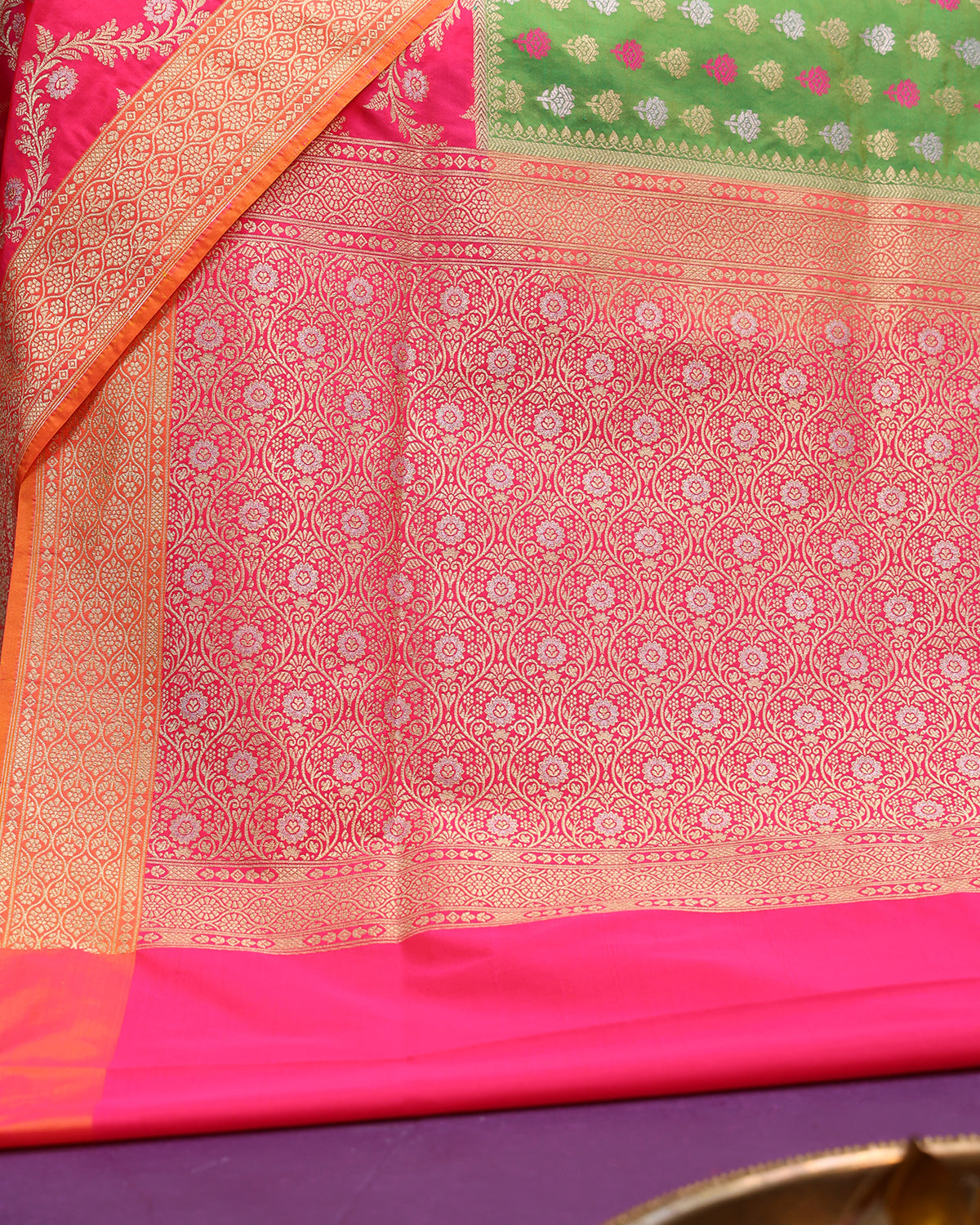 Canary Yellow Banarasi Saree