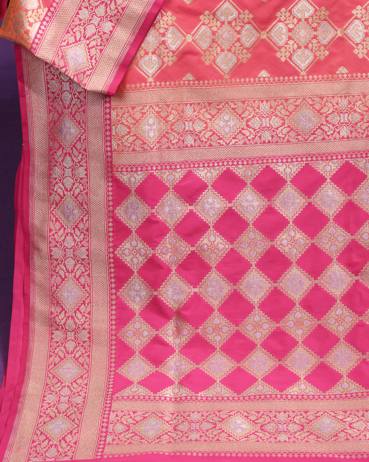 Salmon Pink Banarasi Saree