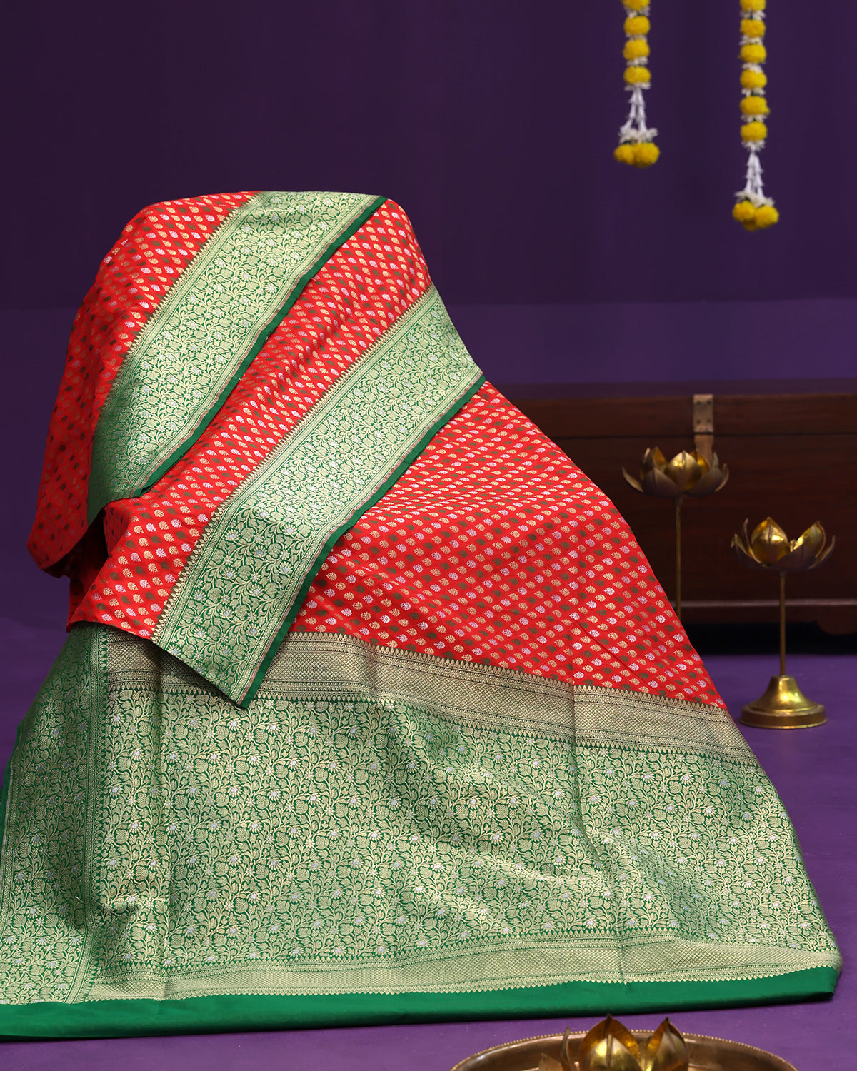 Red Brocade Border Banarasi Saree