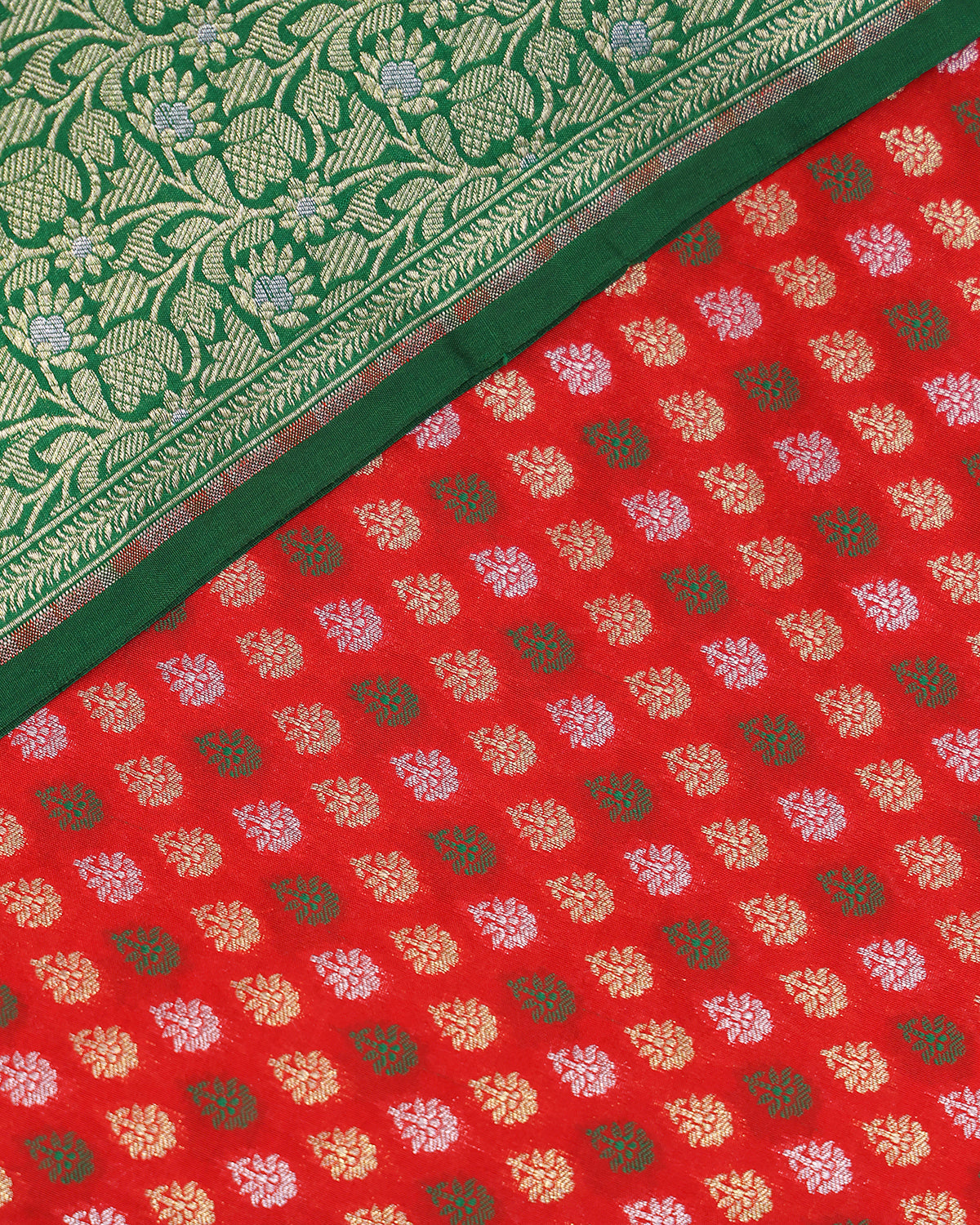 Red Brocade Border Banarasi Saree