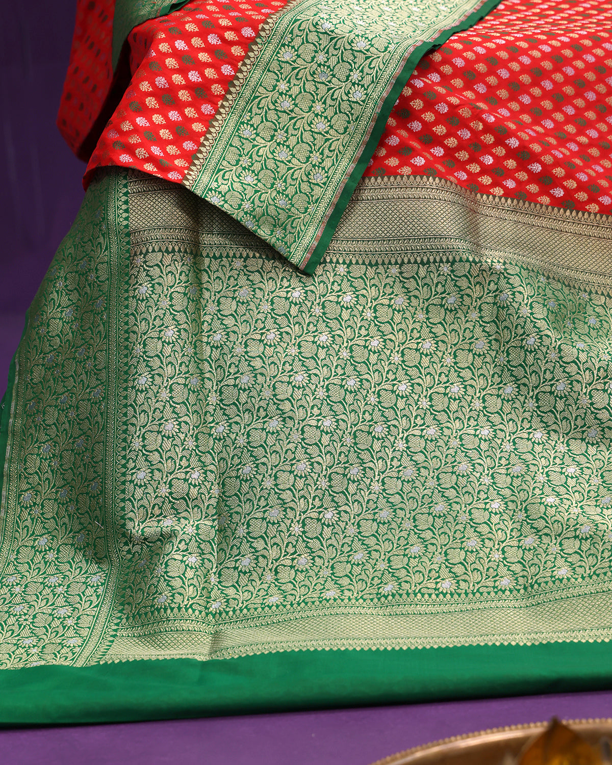 Red Brocade Border Banarasi Saree
