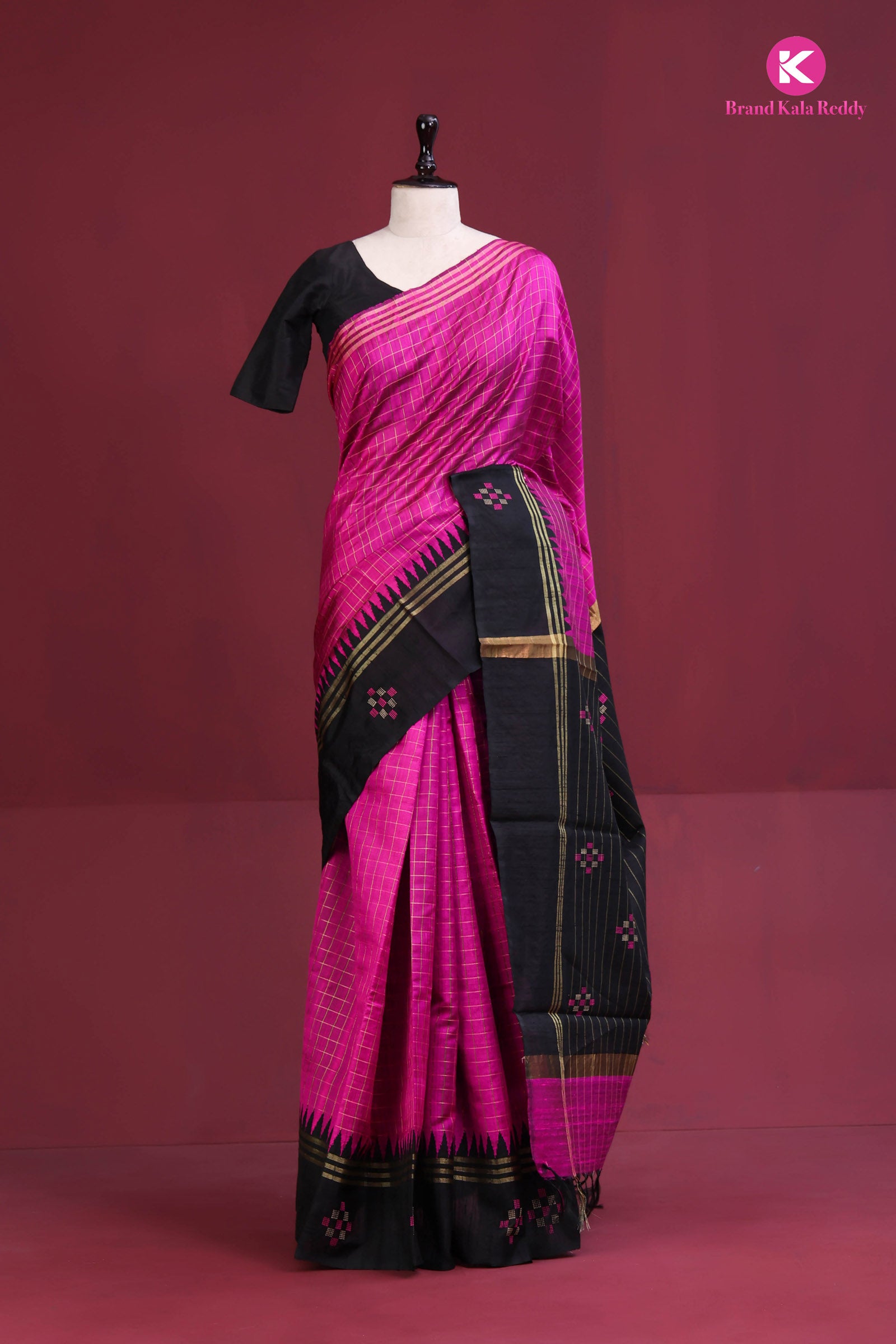 Midnight Magenta – Moonga Tussar Statement Drape