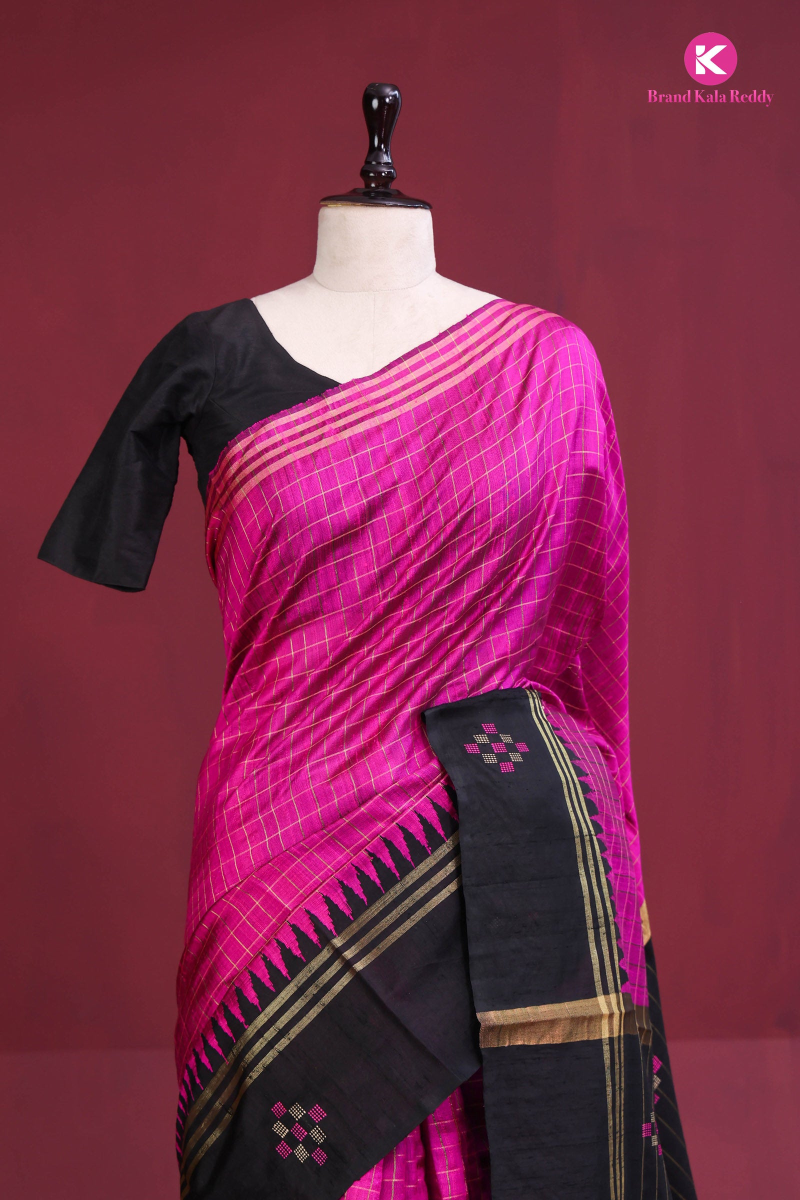Midnight Magenta – Moonga Tussar Statement Drape