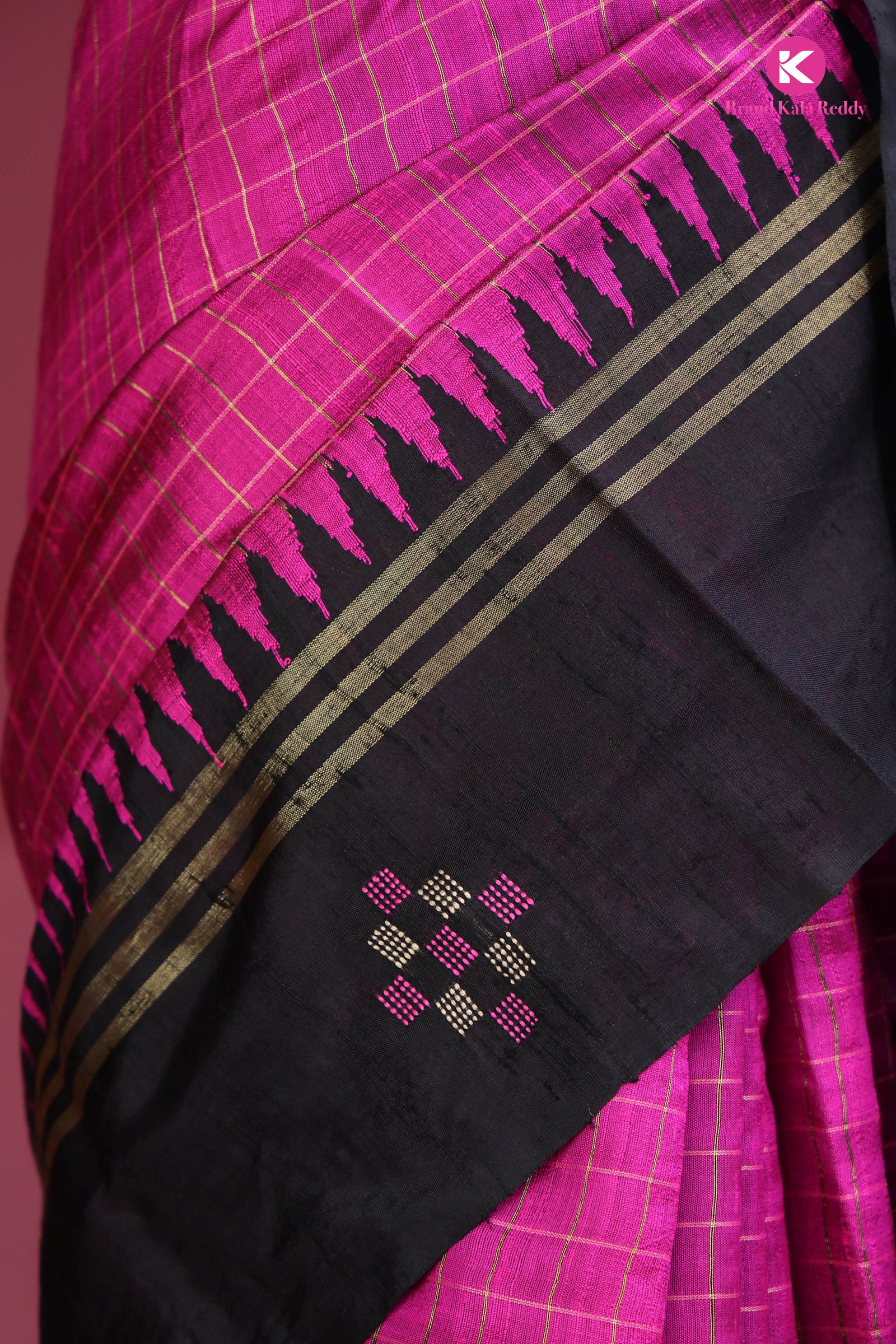 Midnight Magenta – Moonga Tussar Statement Drape