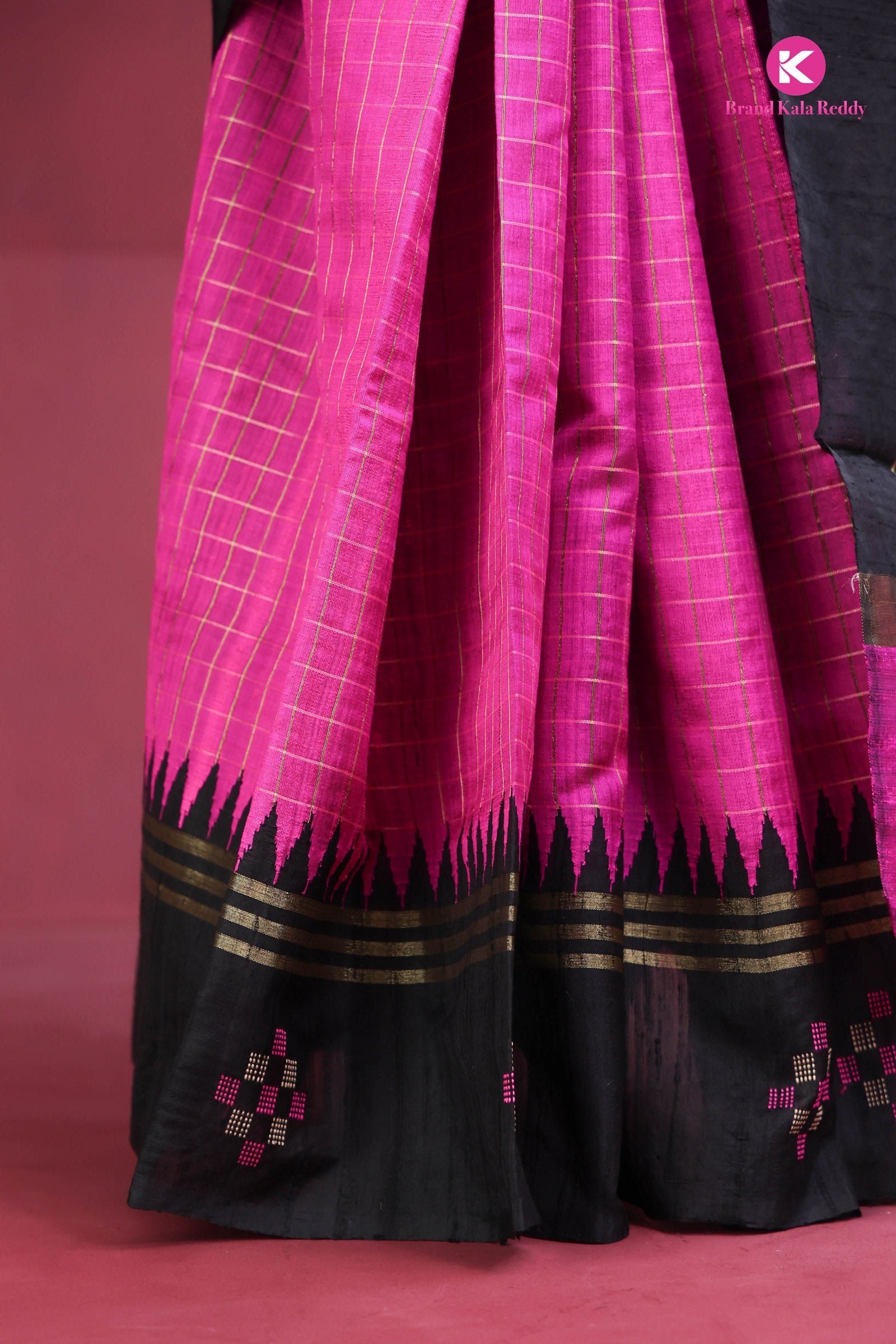 Midnight Magenta – Moonga Tussar Statement Drape