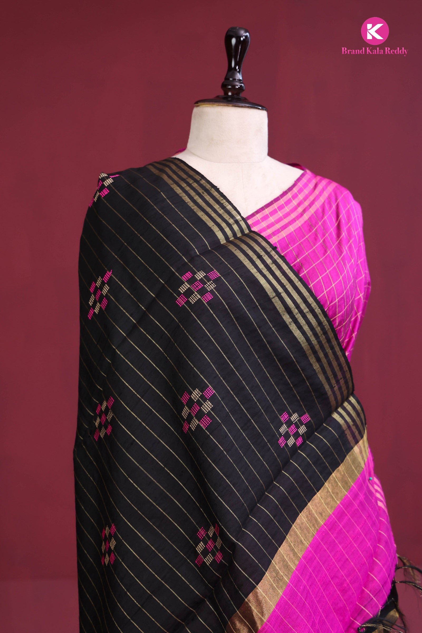 Midnight Magenta – Moonga Tussar Statement Drape