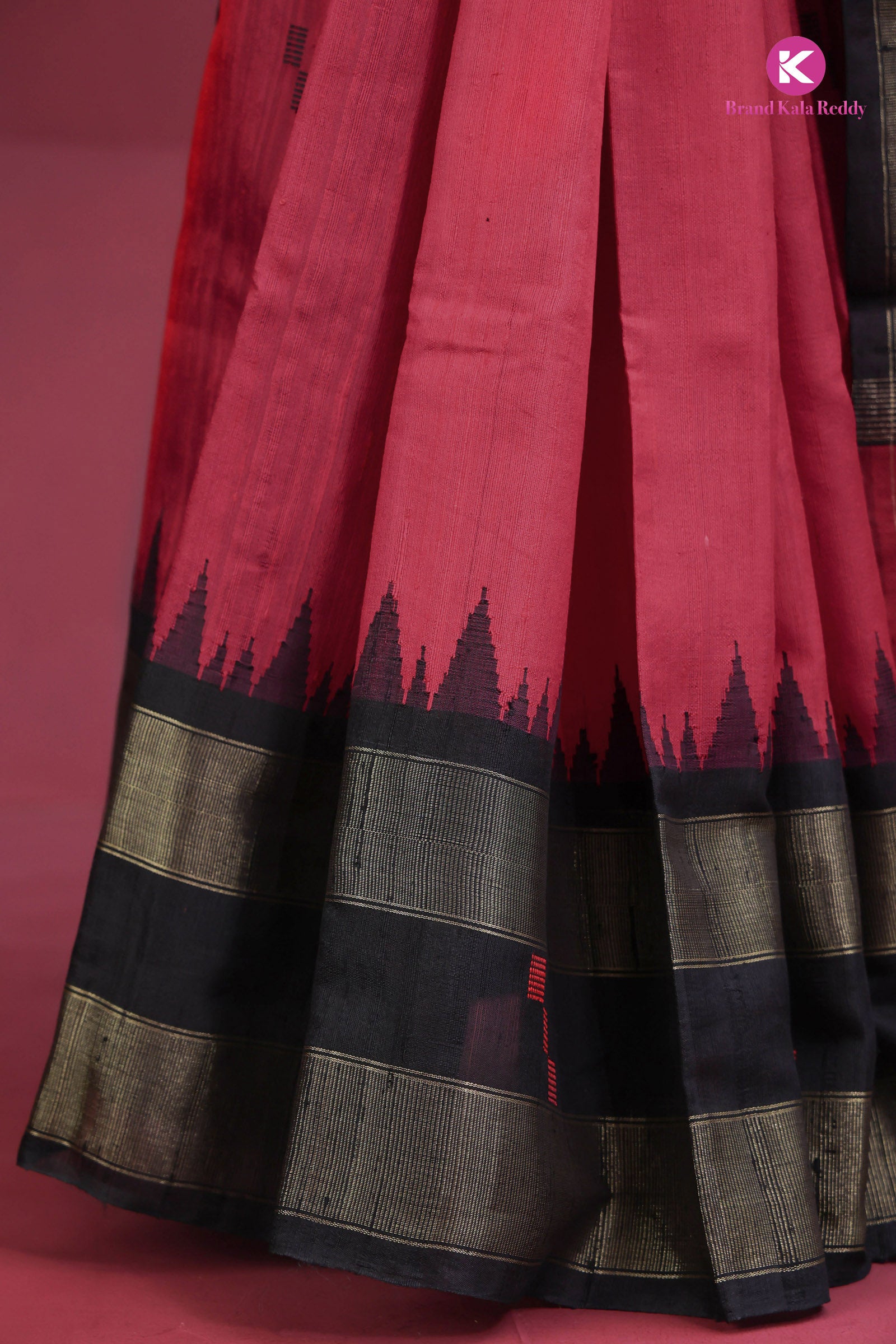 Maroon Tussar Silk Saree With a Black Border