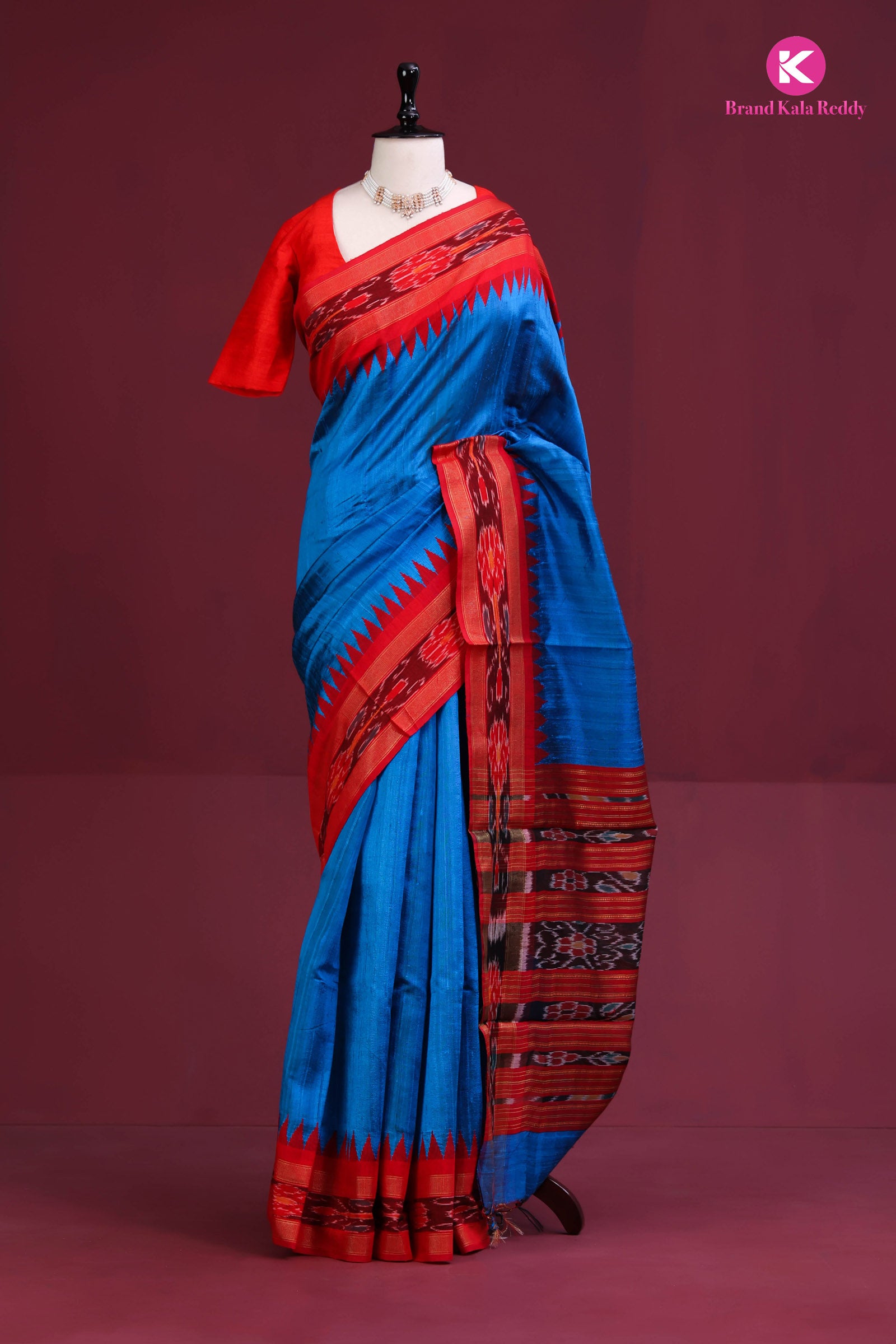 Royal blue tussar saree