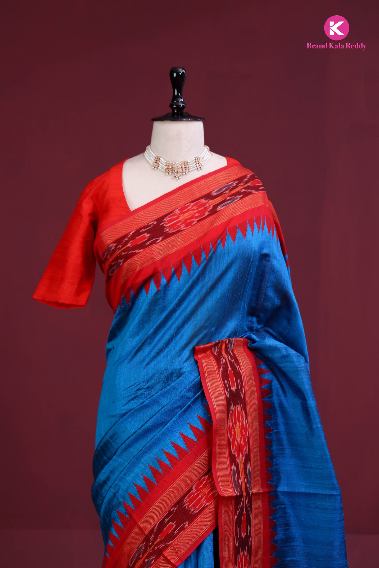 Royal blue tussar saree