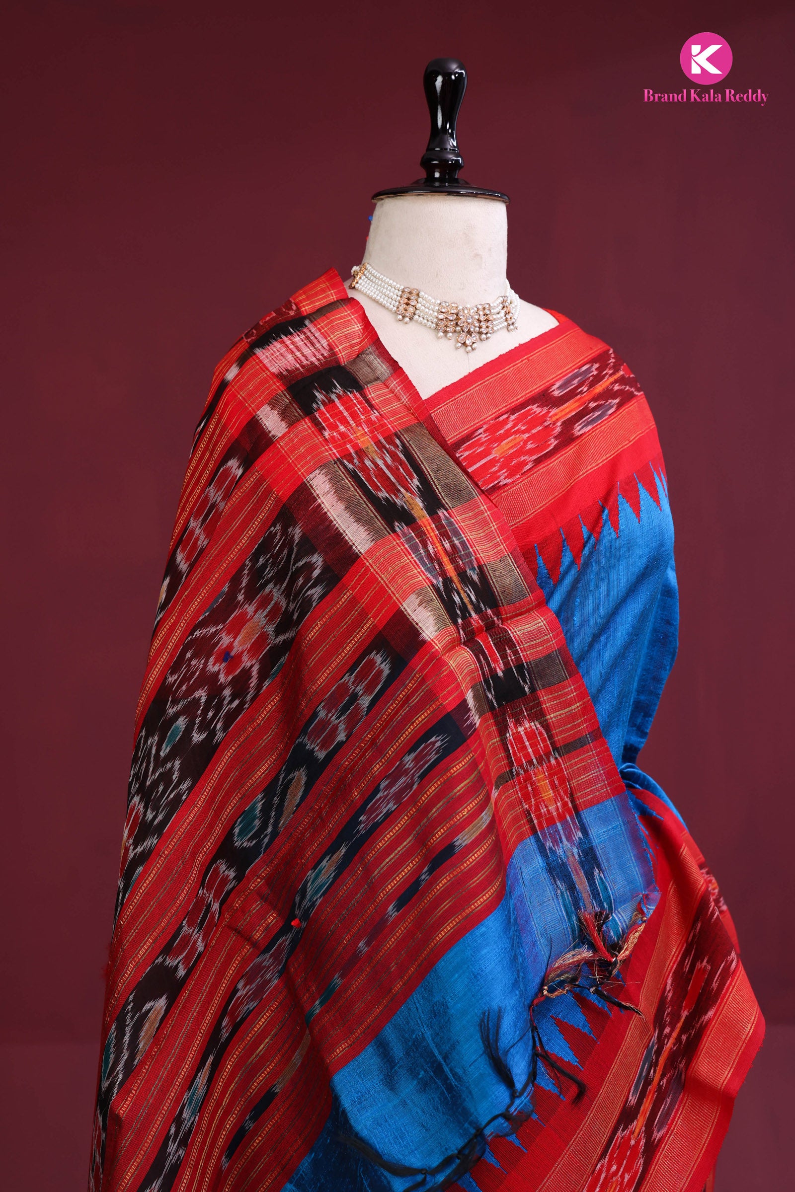 Royal blue tussar saree