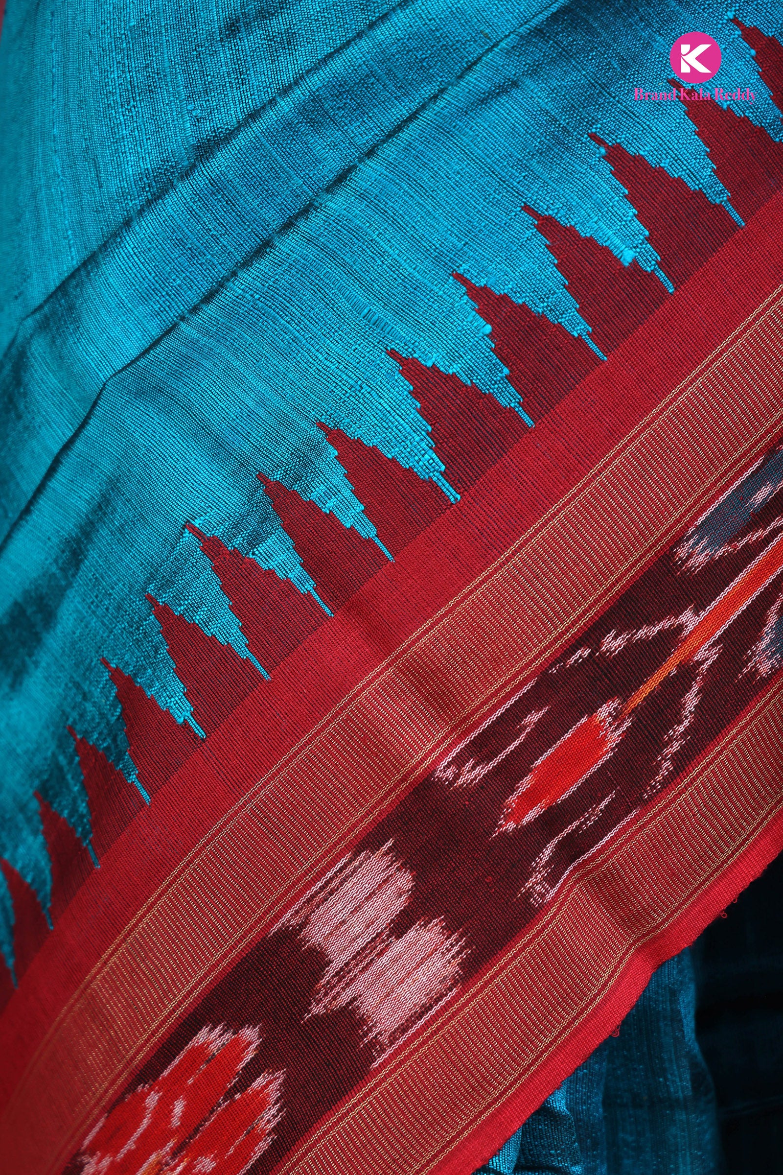 Crimson Wave: Moonga Tussar Elegance in Teal