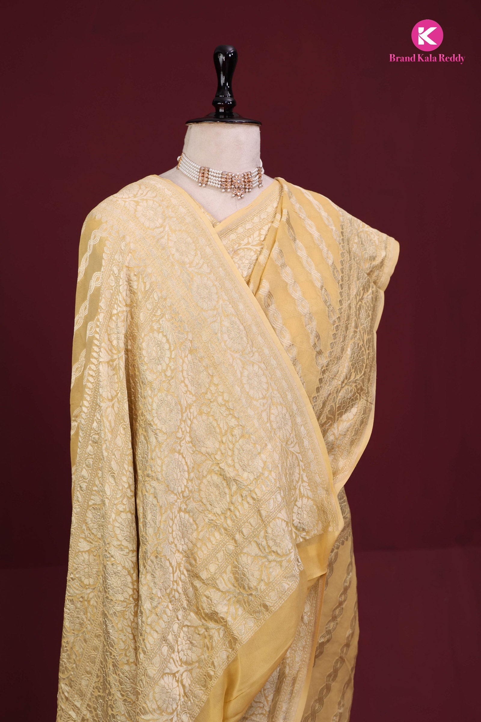 Yellow Georgette Banarasi Silk Saree