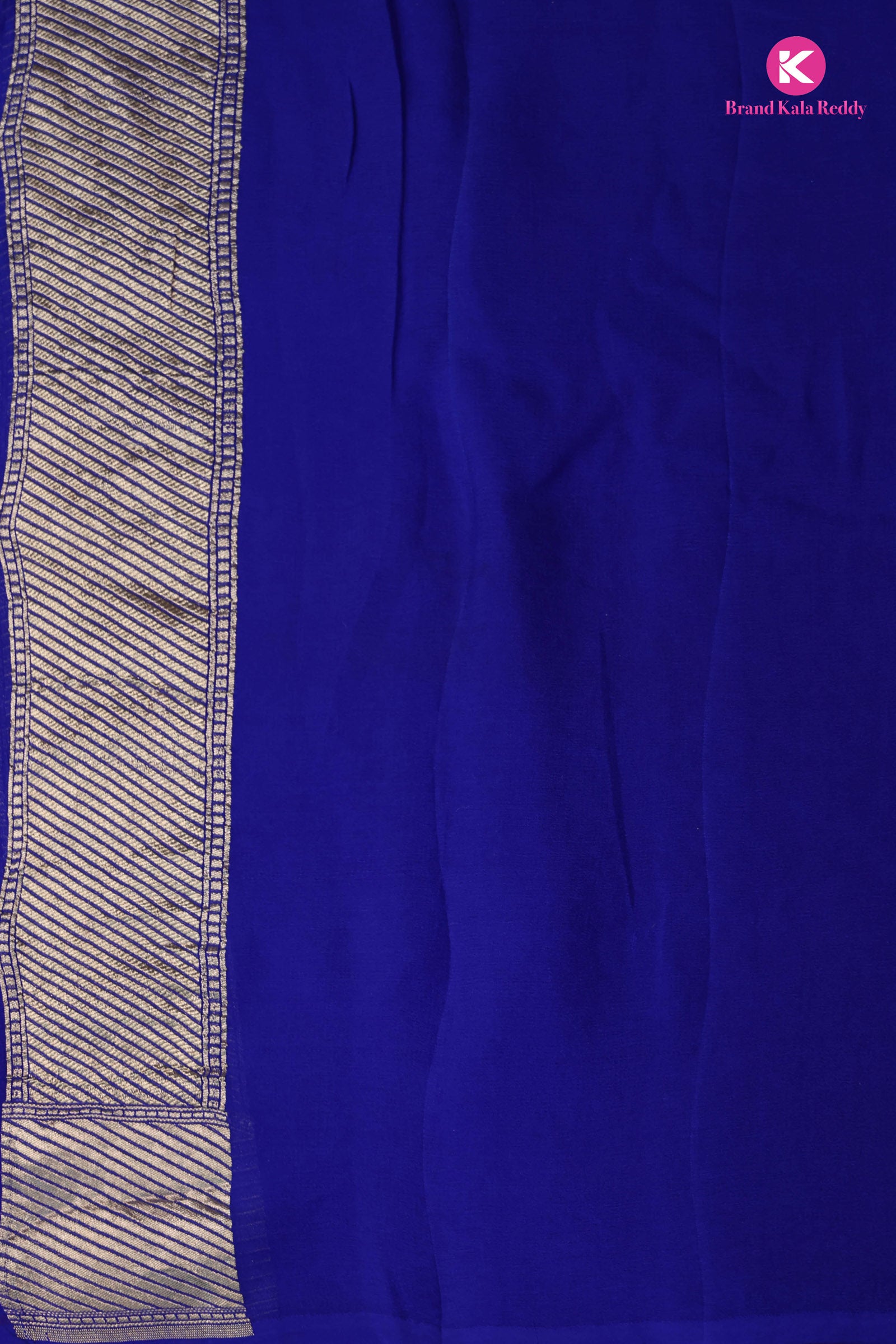Royal Blue Georgette Banarasi Silk Saree in a Classic Checks Pattern