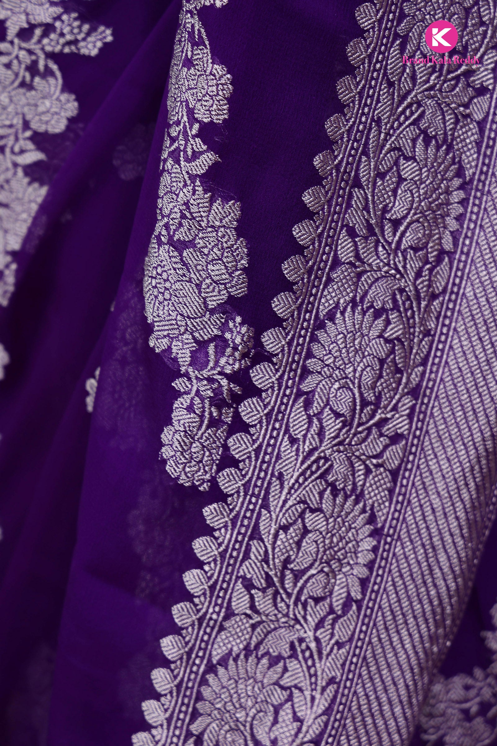 Violet Georgette Banarasi Silk Saree