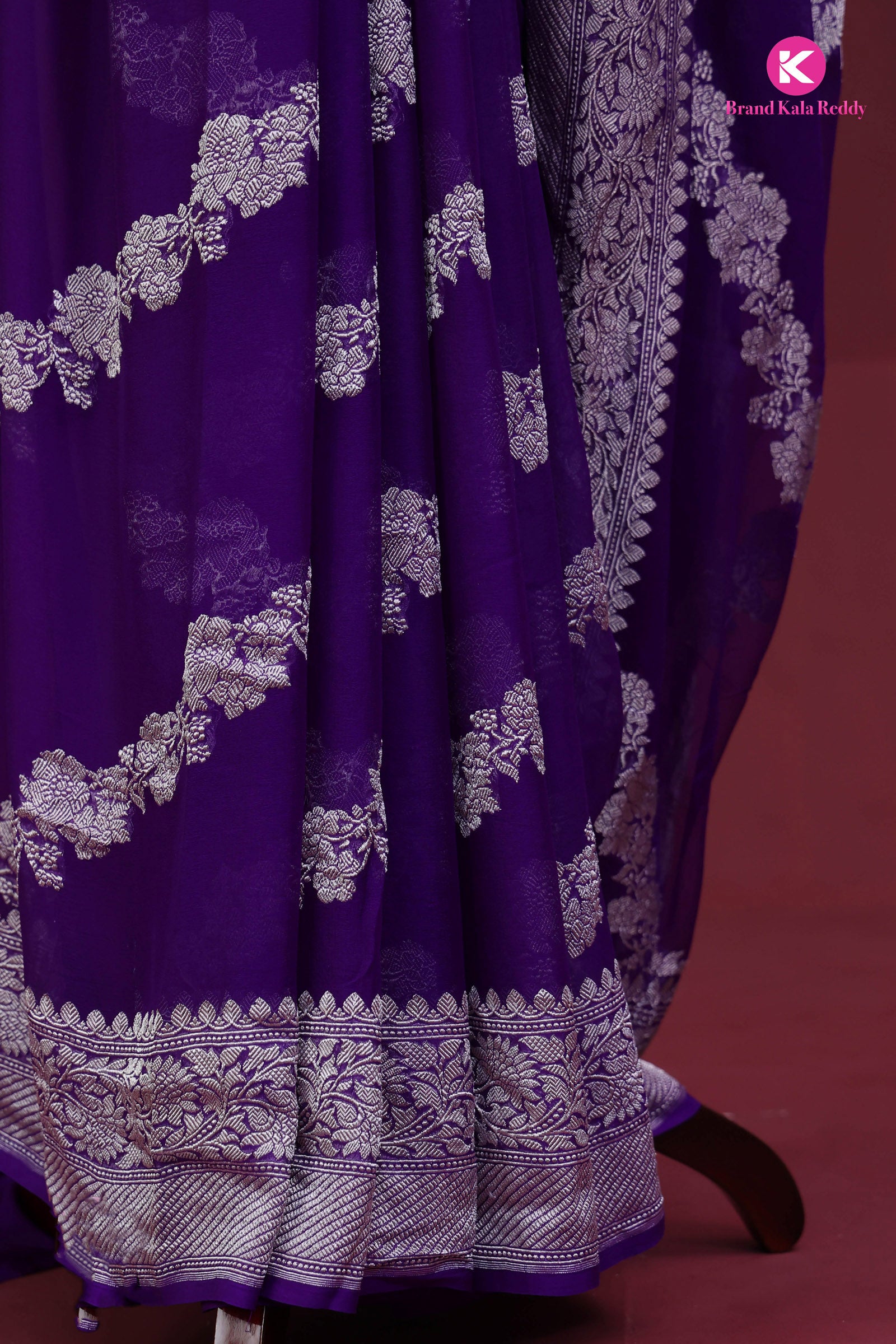 Violet Georgette Banarasi Silk Saree