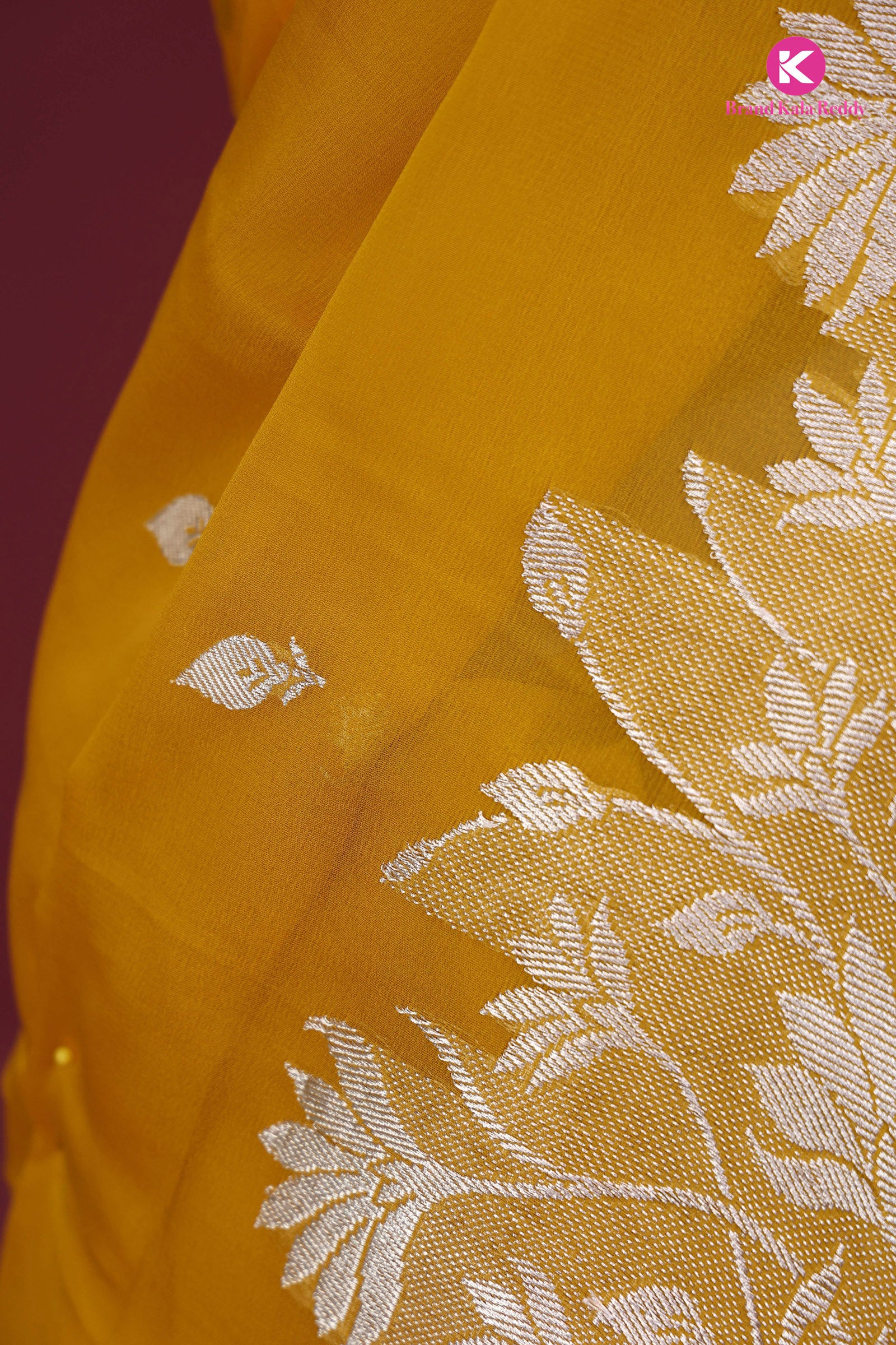 Mustard Yellow Georgette Banarasi Silk Saree