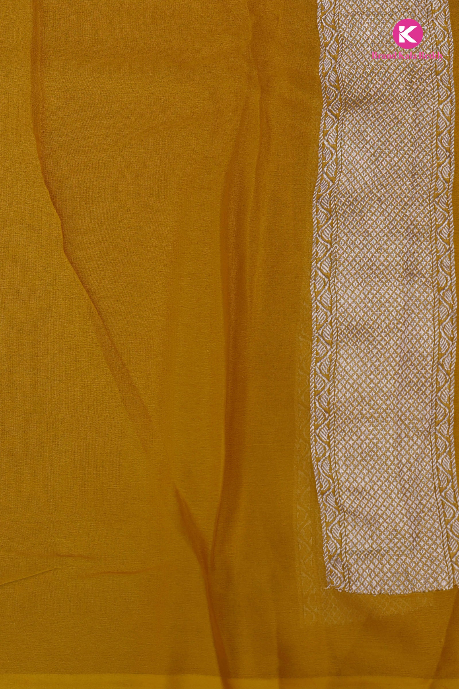 Mustard Yellow Georgette Banarasi Silk Saree