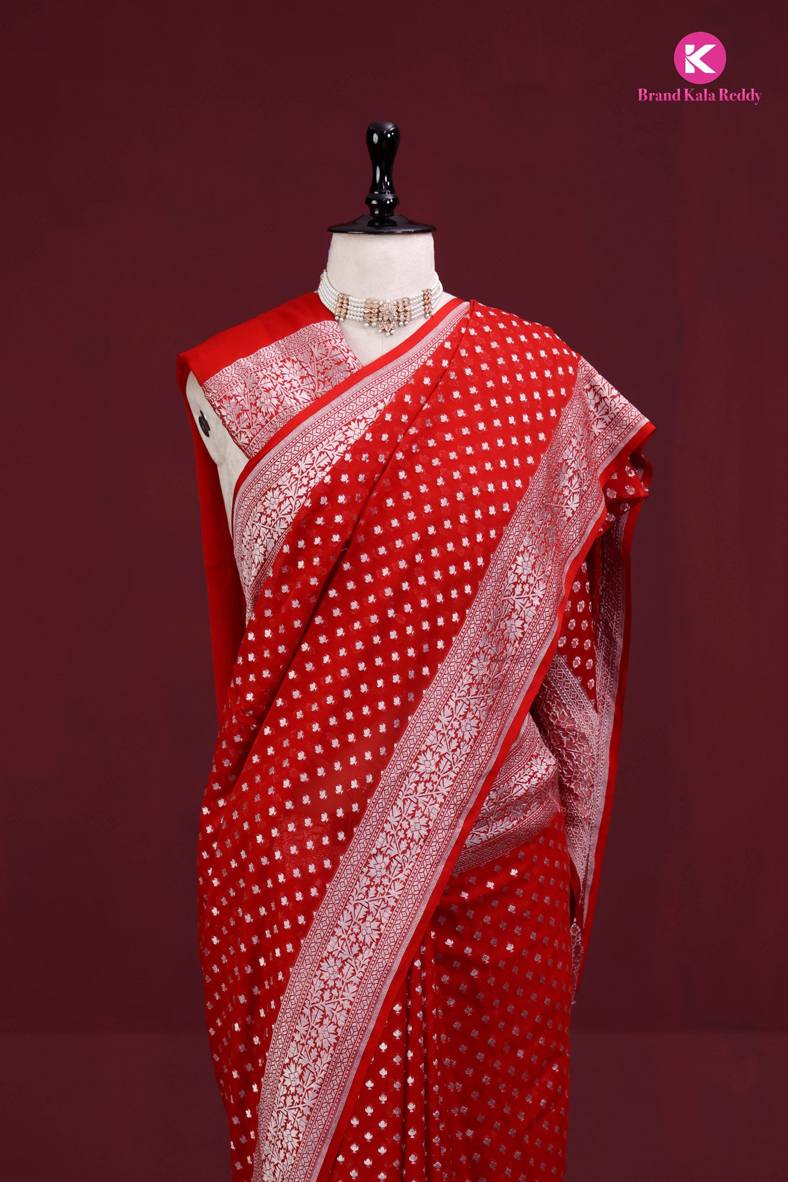 Red Georgette Banarasi Silk Saree