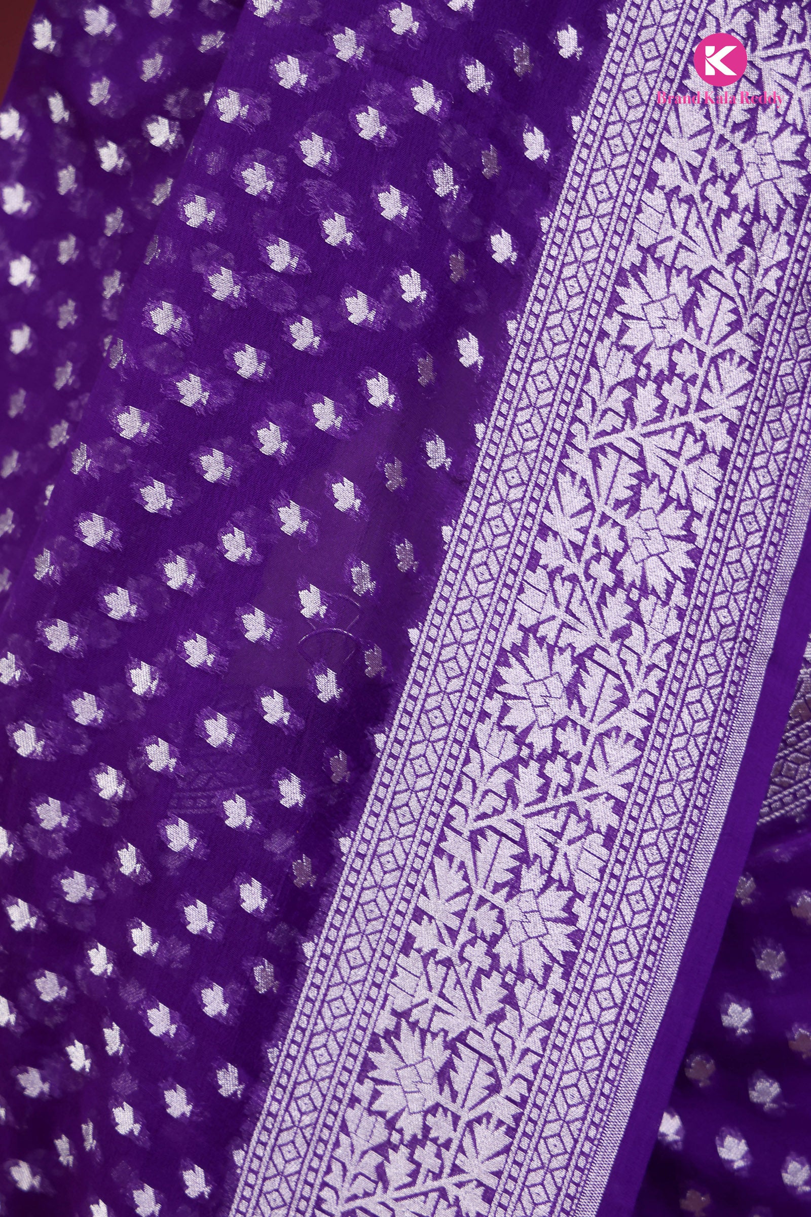 Violet Georgette Banarasi Silk Saree