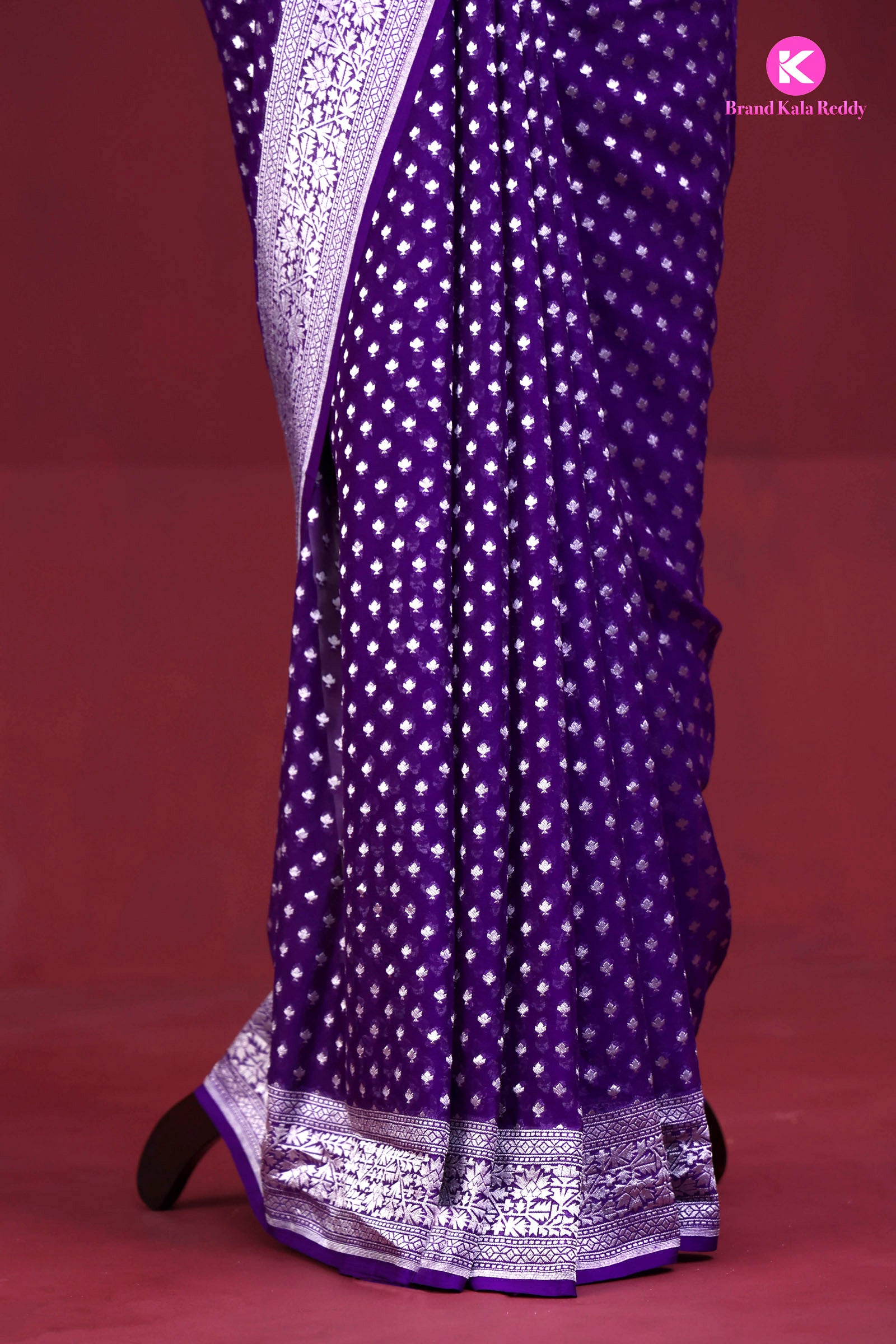 Violet Georgette Banarasi Silk Saree